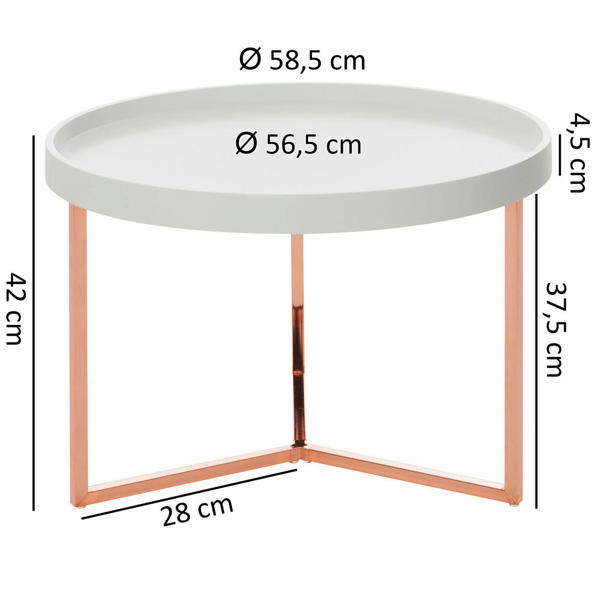 Couchtisch weiß Kupfer B/H: ca. 0x42 cm Couchtisch JESI - weiß/Kupfer (0,00/42,00cm) - Wohnling
