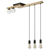 Lamkur Pendelleuchte schwarz Holz B/H/L: ca. 20x86x84 cm G9 2 Brennstellen CORTINA - schwarz (84,00/20,00/86,00cm) - Lamkur