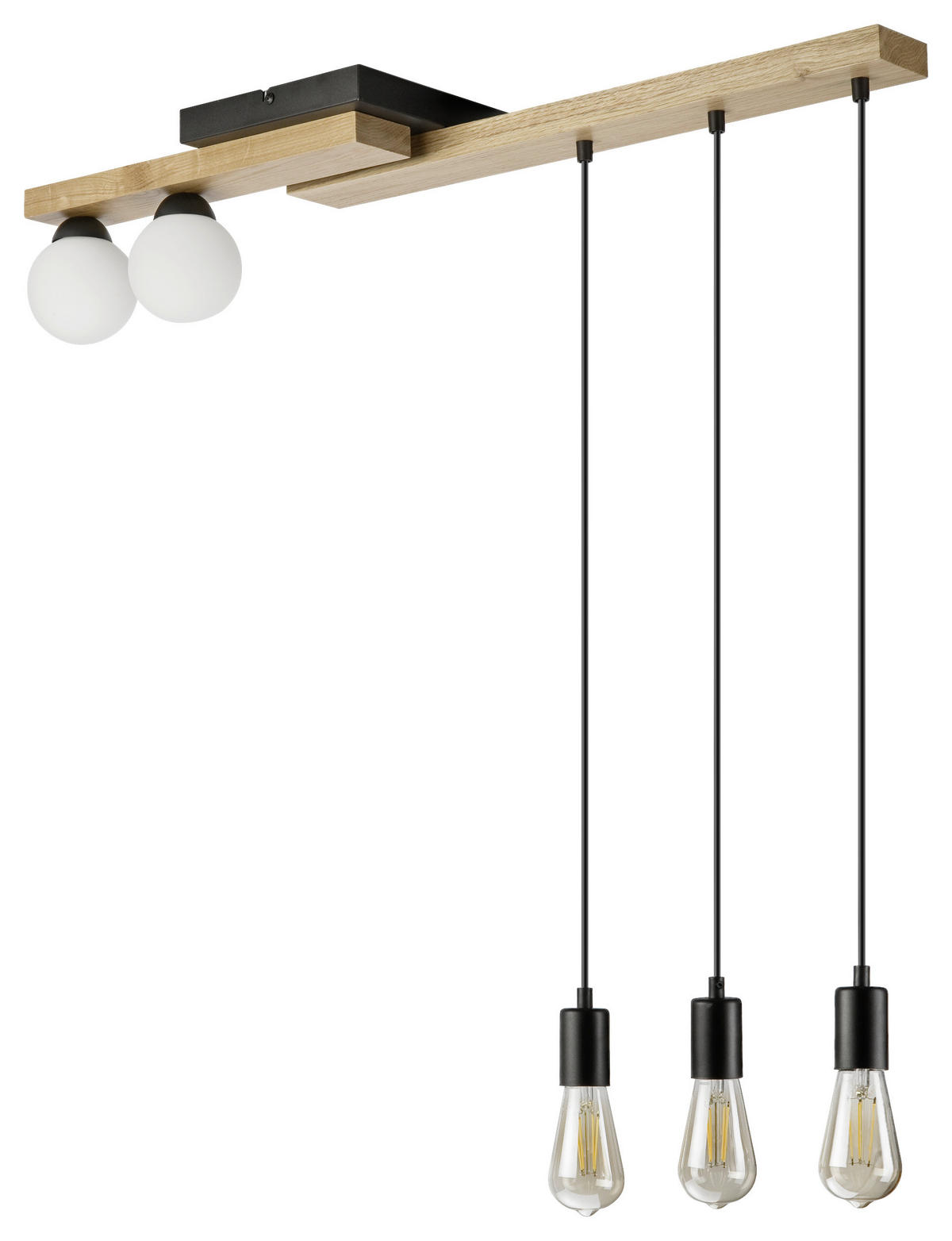 Lamkur Pendelleuchte schwarz Holz B/H/L: ca. 20x86x84 cm G9 2 Brennstellen CORTINA - schwarz (84,00/20,00/86,00cm) - Lamkur