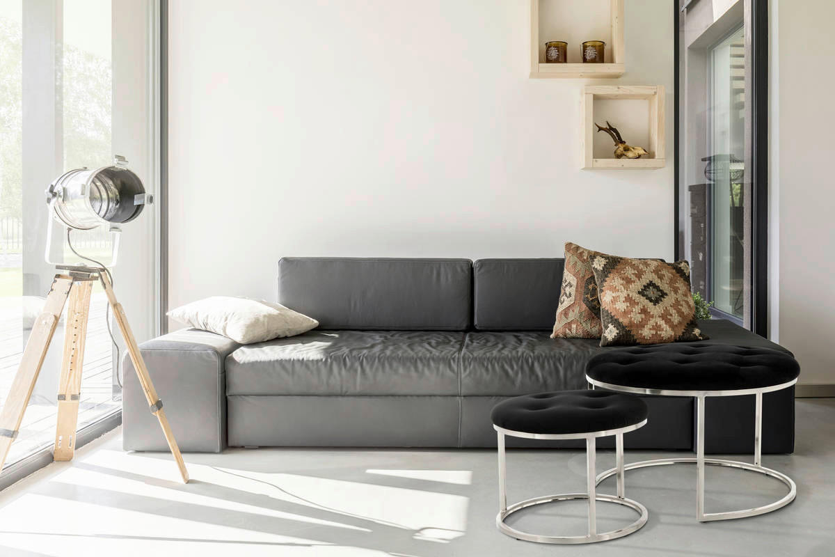 360 Living Hocker Becky 800 2er schwarz silber Samt Metall H/D: ca. 41x60 cm Becky 800 2er - schwarz/silber (60,00/41,00cm) - 360 Living