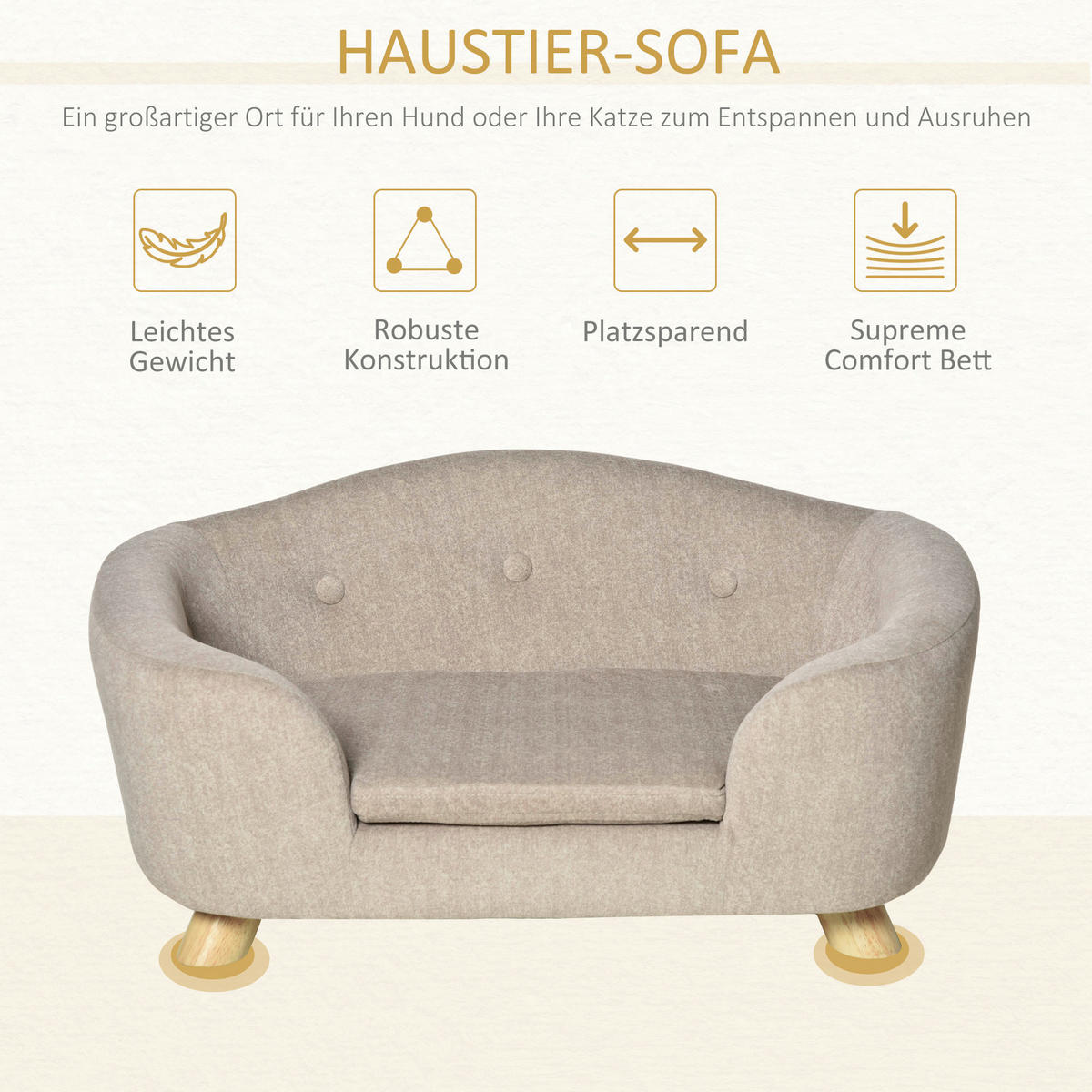 PawHut Hundebett weiß Kiefer B/H/L: ca. 47x30x70 cm Hundebett - weiß (70,00/47,00/30,00cm) - PawHut