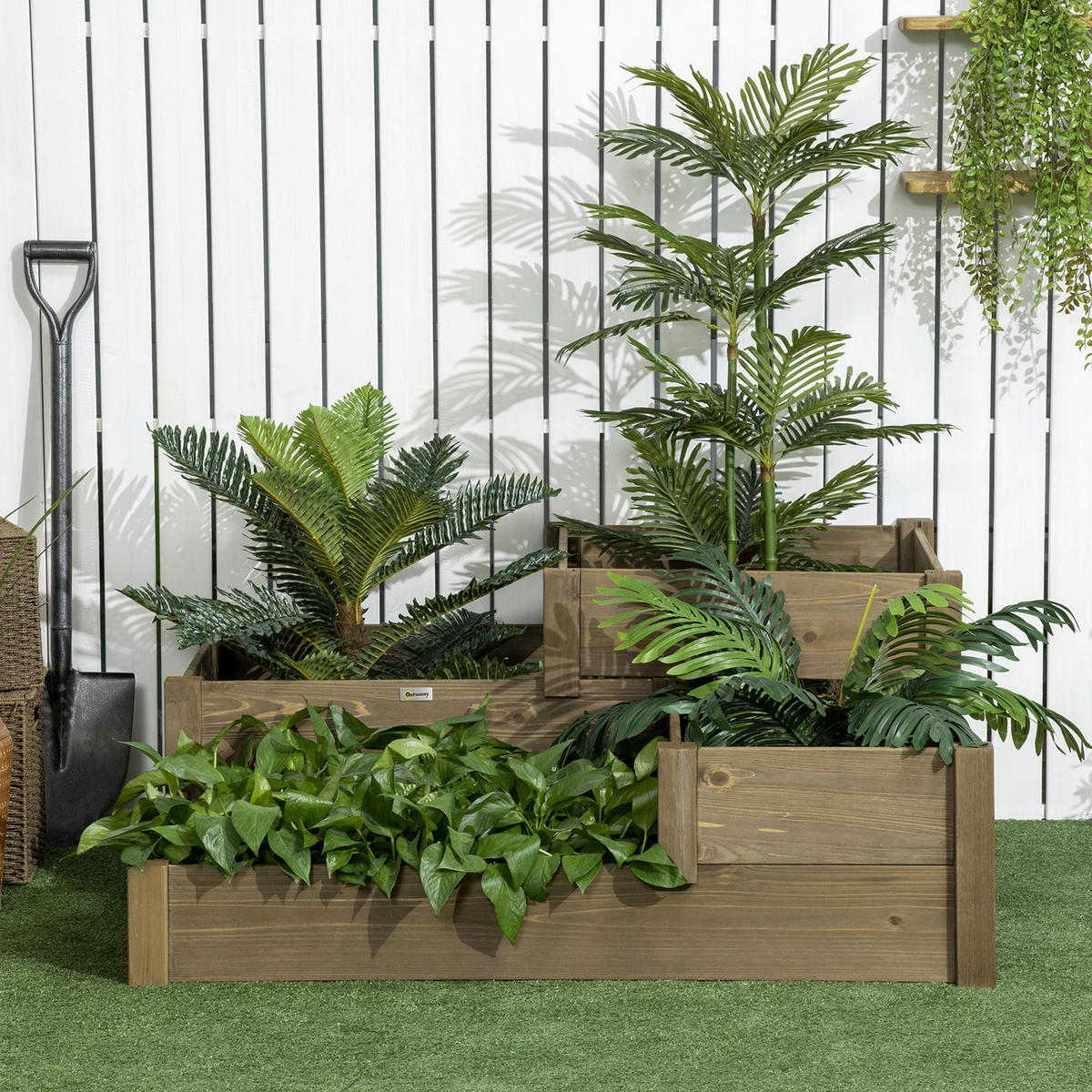 Outsunny Hochbeet braun B/H/L: ca. 122x51x122 cm Hochbeet - braun (122,00/122,00/51,00cm) - Outsunny