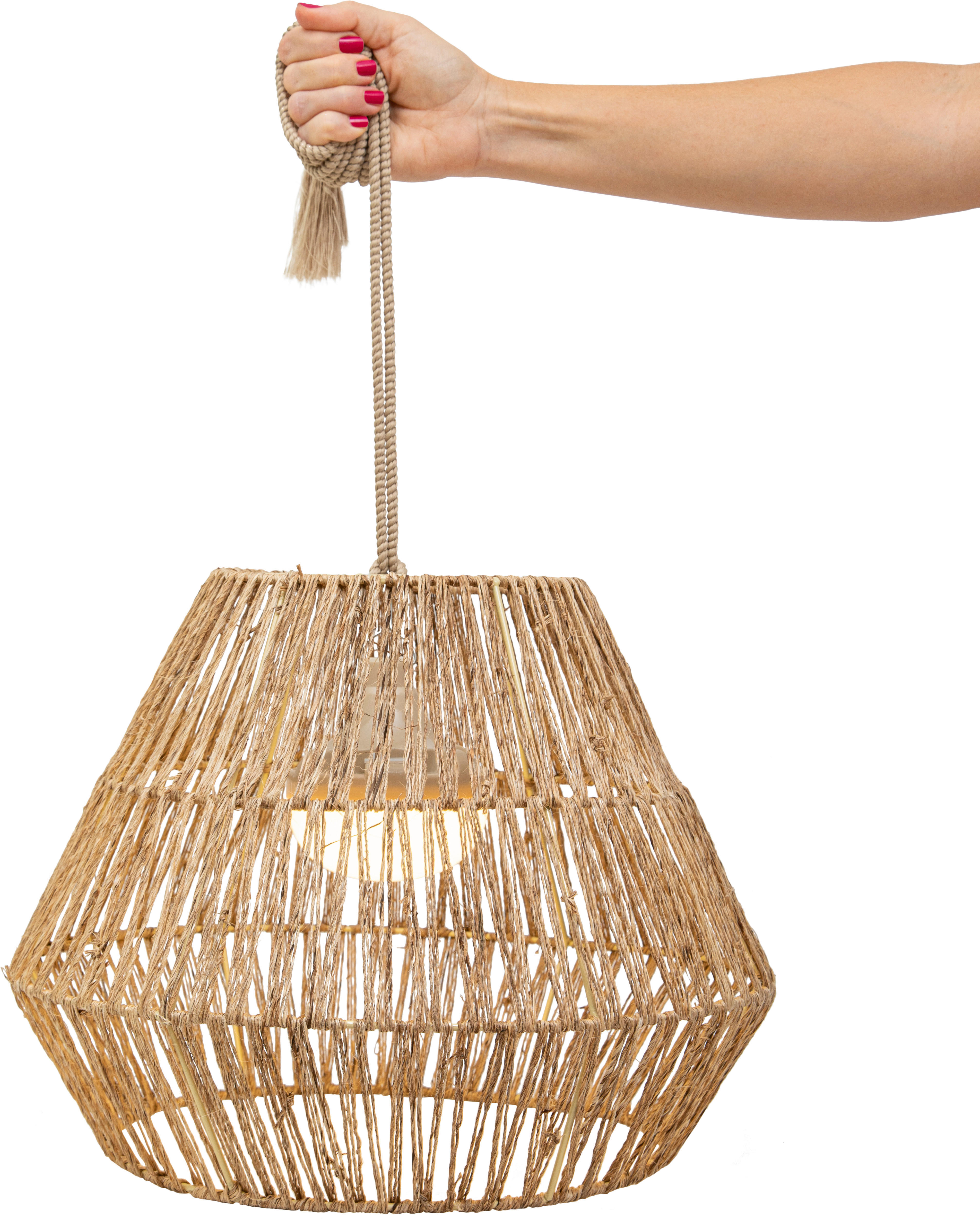NewGarden LED-Pendelleuchte natur B/H/L: ca. 40x30,5x40 cm 1.0 Brennstellen SISINE 30 - natur (40,00/40,00/30,50cm) - NewGarden