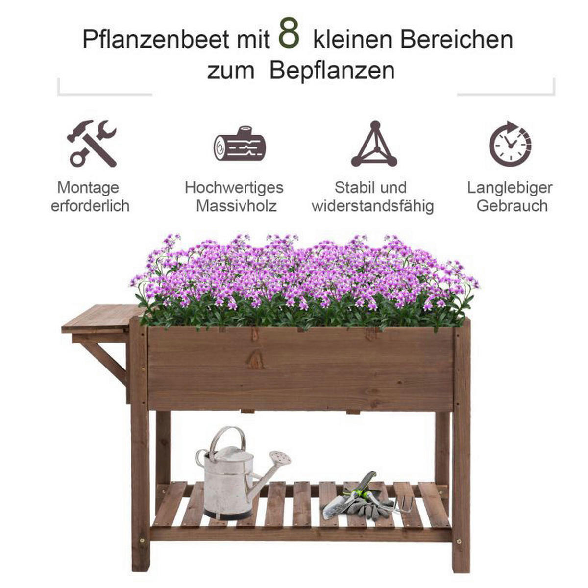 Outsunny Hochbeet braun H/T/L: ca. 74x54x123 cm Hochbeet 845-396 - braun (123,00cm) - Outsunny