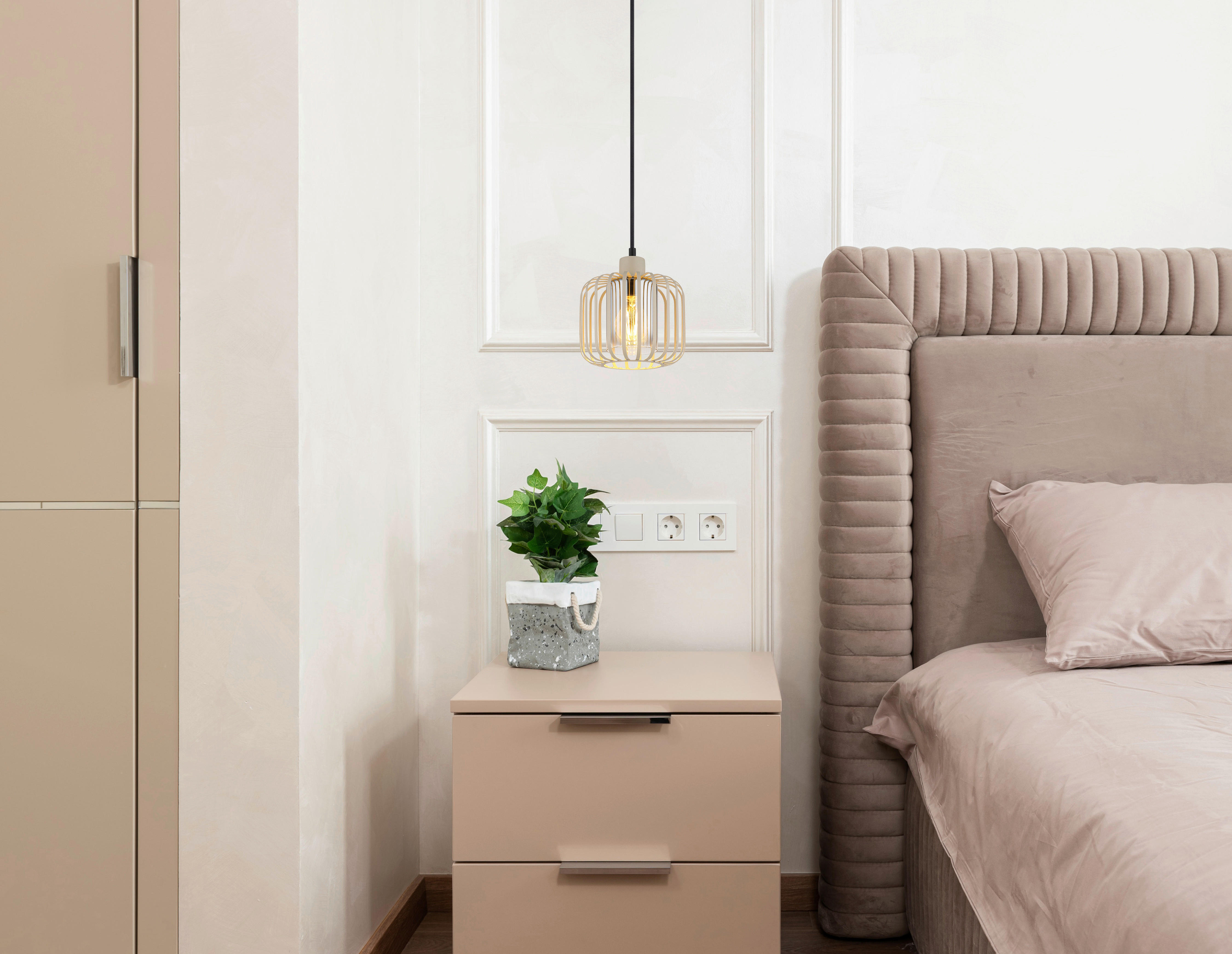 Thumbnail - GLOBO Pendelleuchte sand Metall H/D: ca. 120x18 cm E27 1 Brennstellen