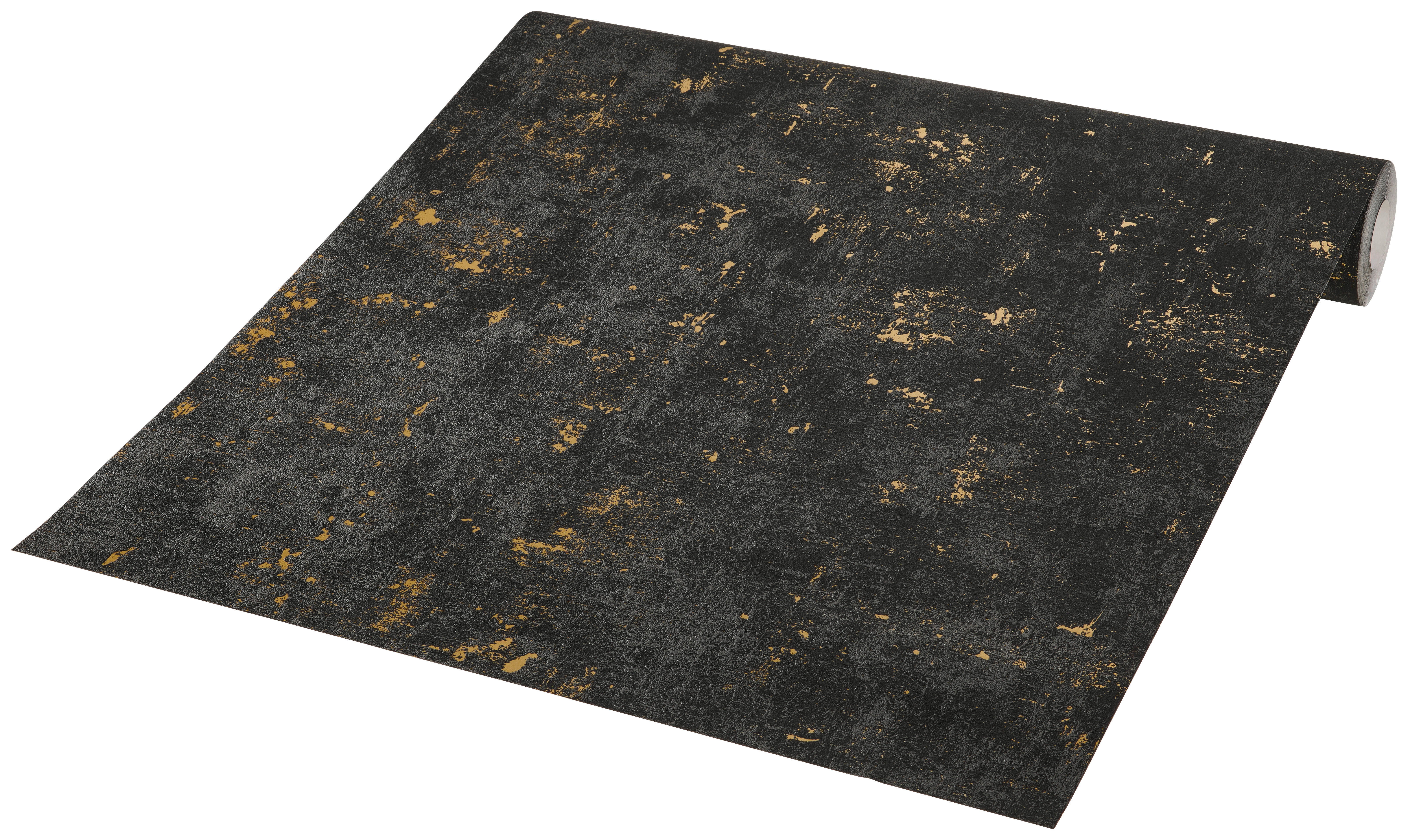 Vliestapete Betonoptik schwarz gold B/L: ca. 53x1005 cm Vliestapete_2307-82 VW12 - gold/schwarz (53,00/1005,00cm)
