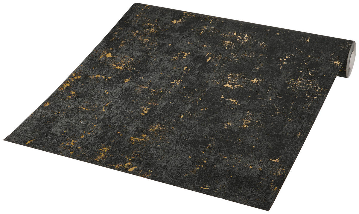 Vliestapete Betonoptik schwarz gold B/L: ca. 53x1005 cm Vliestapete_2307-82 VW12 - gold/schwarz (53,00/1005,00cm)