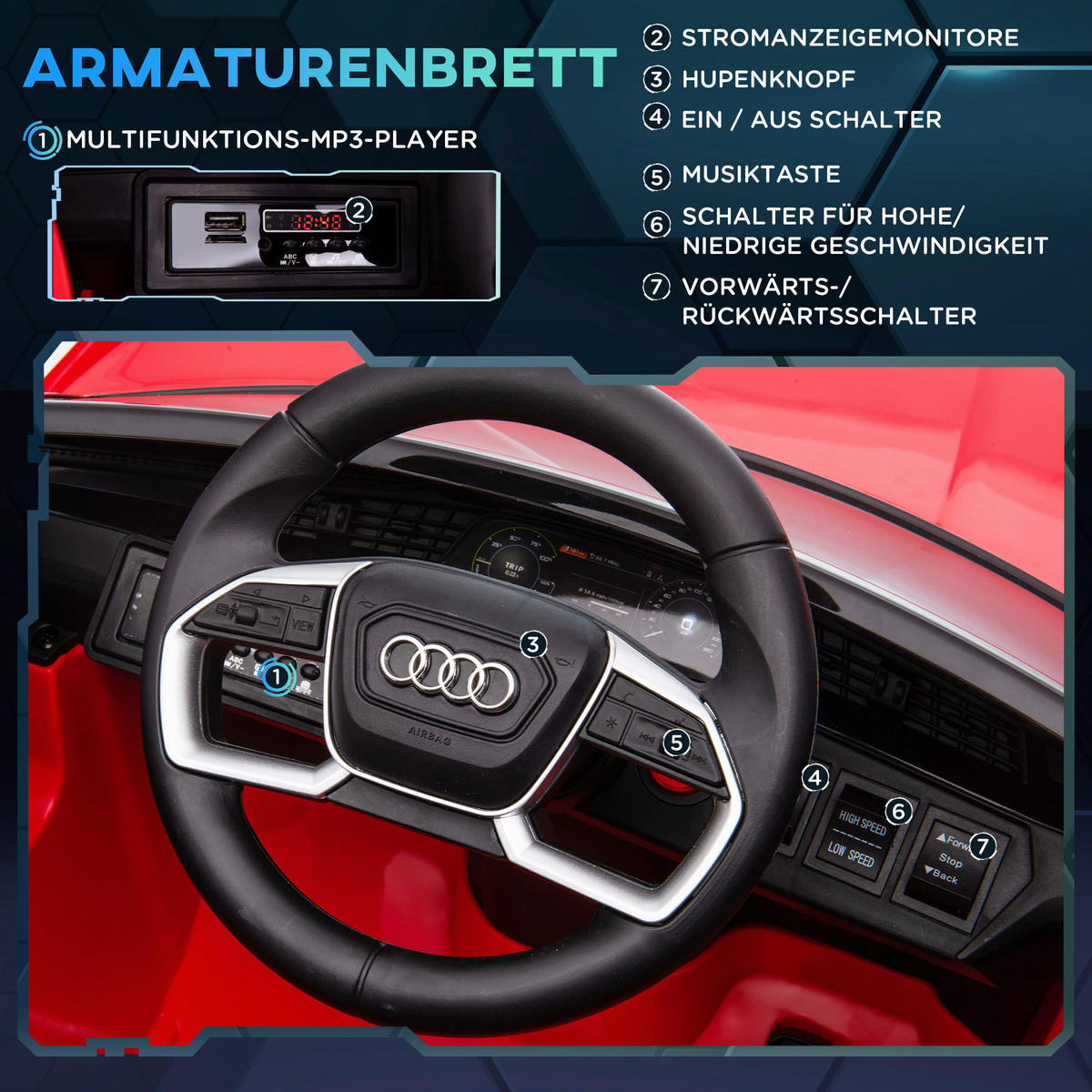 HOMCOM Kinderauto rot B/H/L: ca. 60x108x47 cm Kinderfahrzeug - rot (47,00/60,00/108,00cm) - HOMCOM