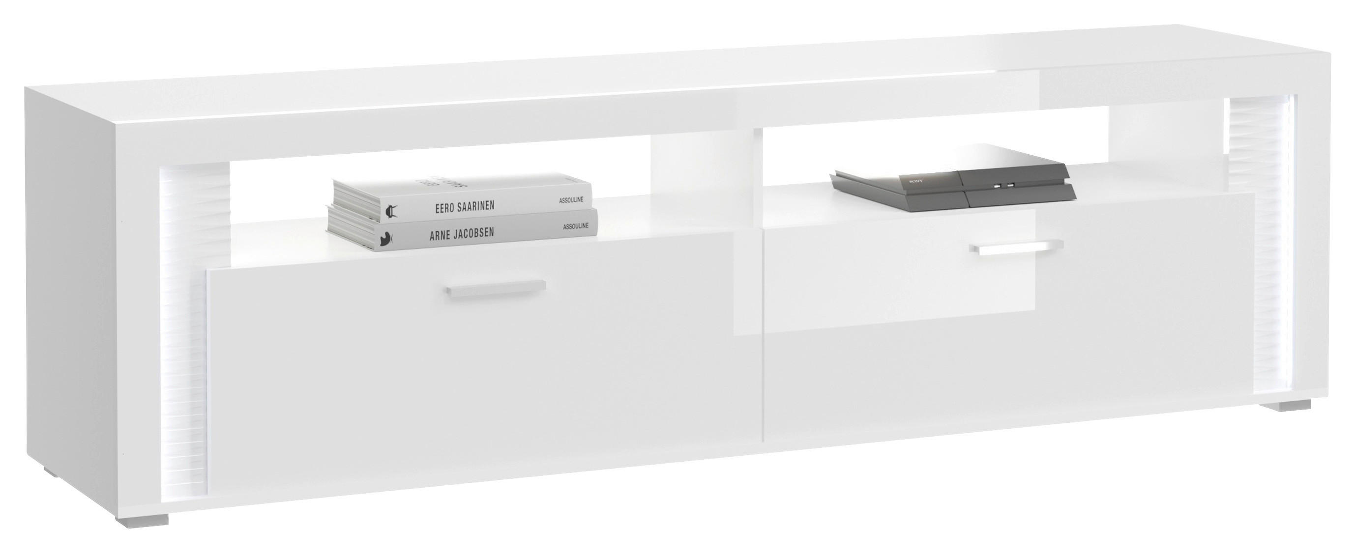 TV-Lowboard Skylight weiß weiß Hochglanz B/H/T: ca. 201x58x46 cm