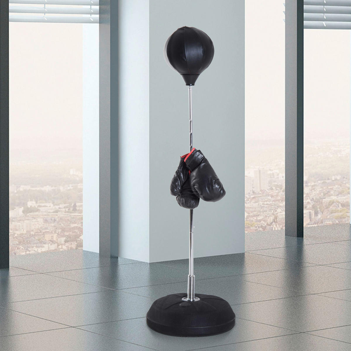 HOMCOM Boxsack schwarz Kunststoff B/H/L: ca. 43x144x43 cm Boxsack - schwarz (43,00/43,00/144,00cm) - HOMCOM