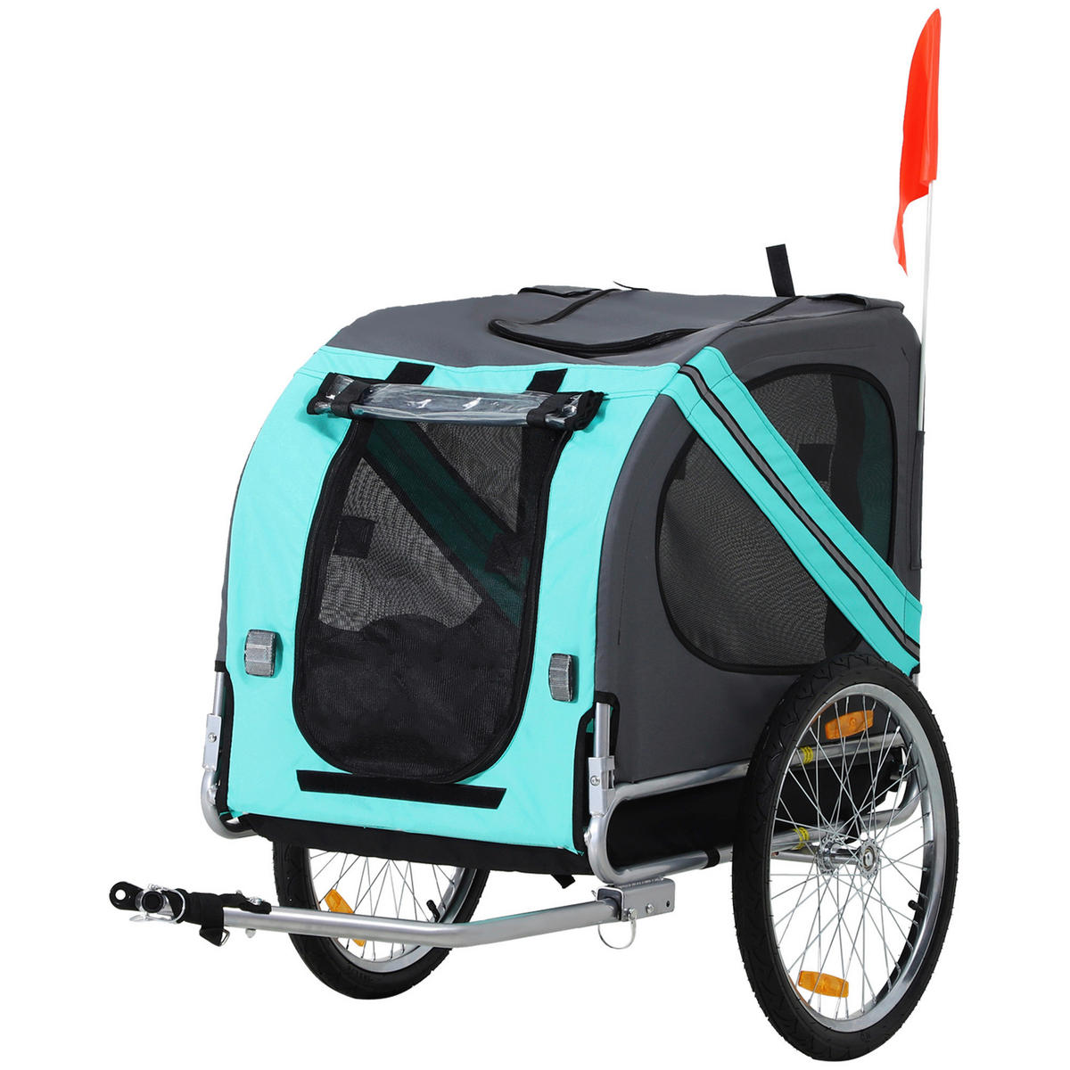 PawHut Fahrradanhänger grau grau B/H/L: ca. 73x130x90 cm Fahrradanhänger - grün/grau (90,00/73,00/130,00cm) - PawHut