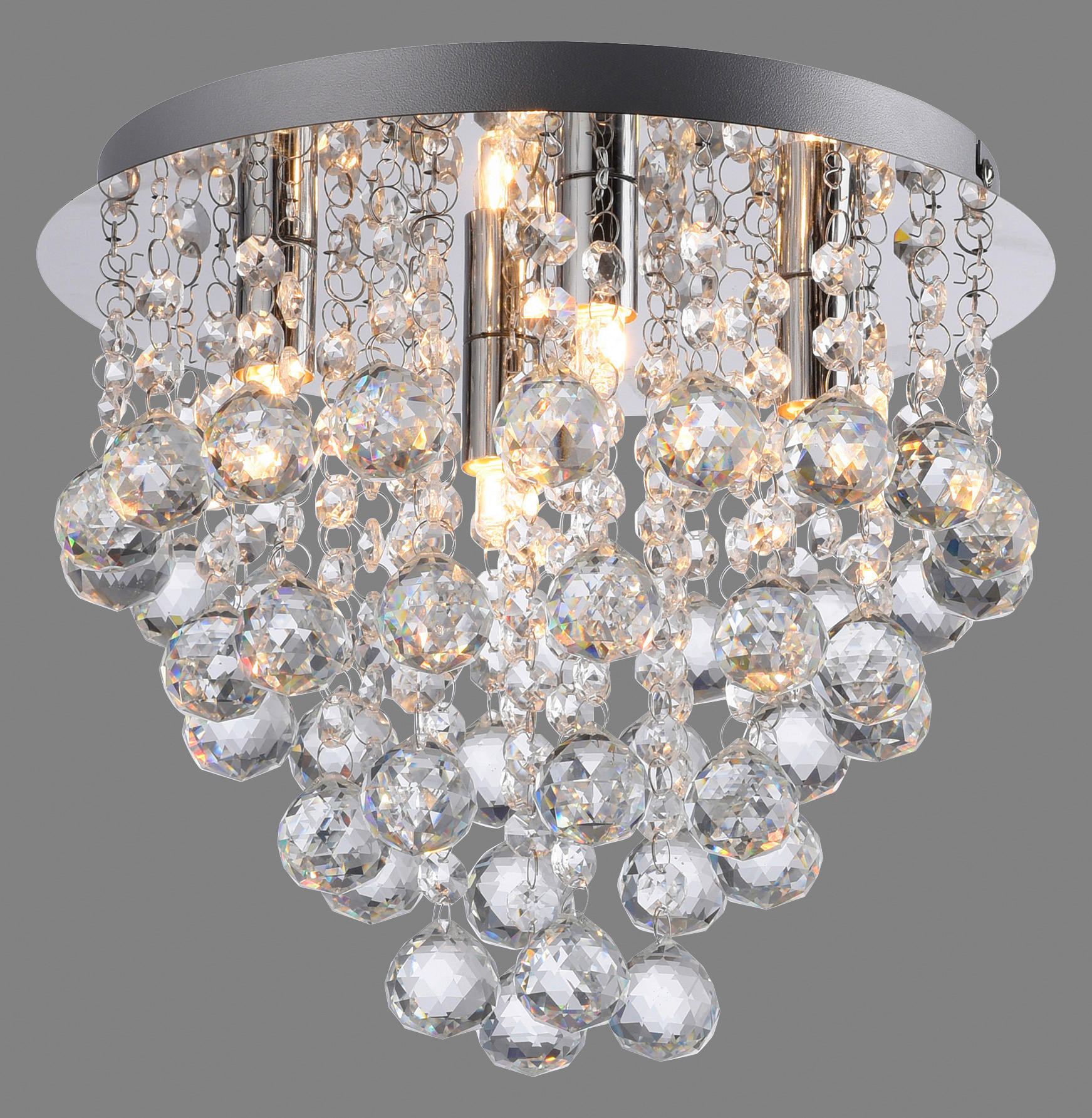 Just Light LED-Kronleuchter Chrom B/H/L: ca. 28x25x28 cm LED-Deckenleuchte_Kulunka - Chrom (28,00/28,00/25,00cm) - Just Light