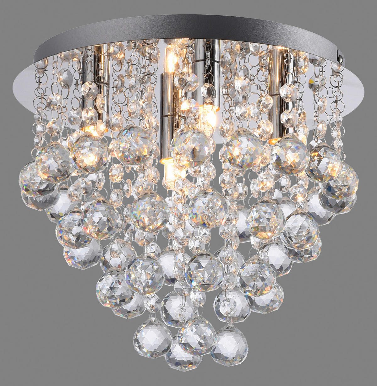Just Light LED-Kronleuchter Chrom B/H/L: ca. 28x25x28 cm LED-Deckenleuchte_Kulunka - Chrom (28,00/28,00/25,00cm) - Just Light