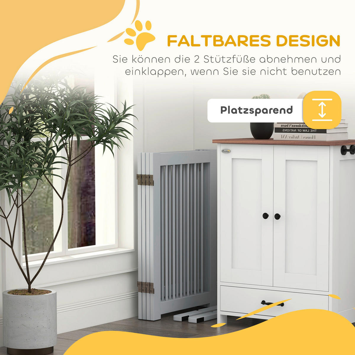 PawHut Schutzgitter hellgrau Kiefer B/H/L: ca. 36x75x204 cm Schutzgitter - hellgrau (204,00/36,00/75,00cm) - PawHut