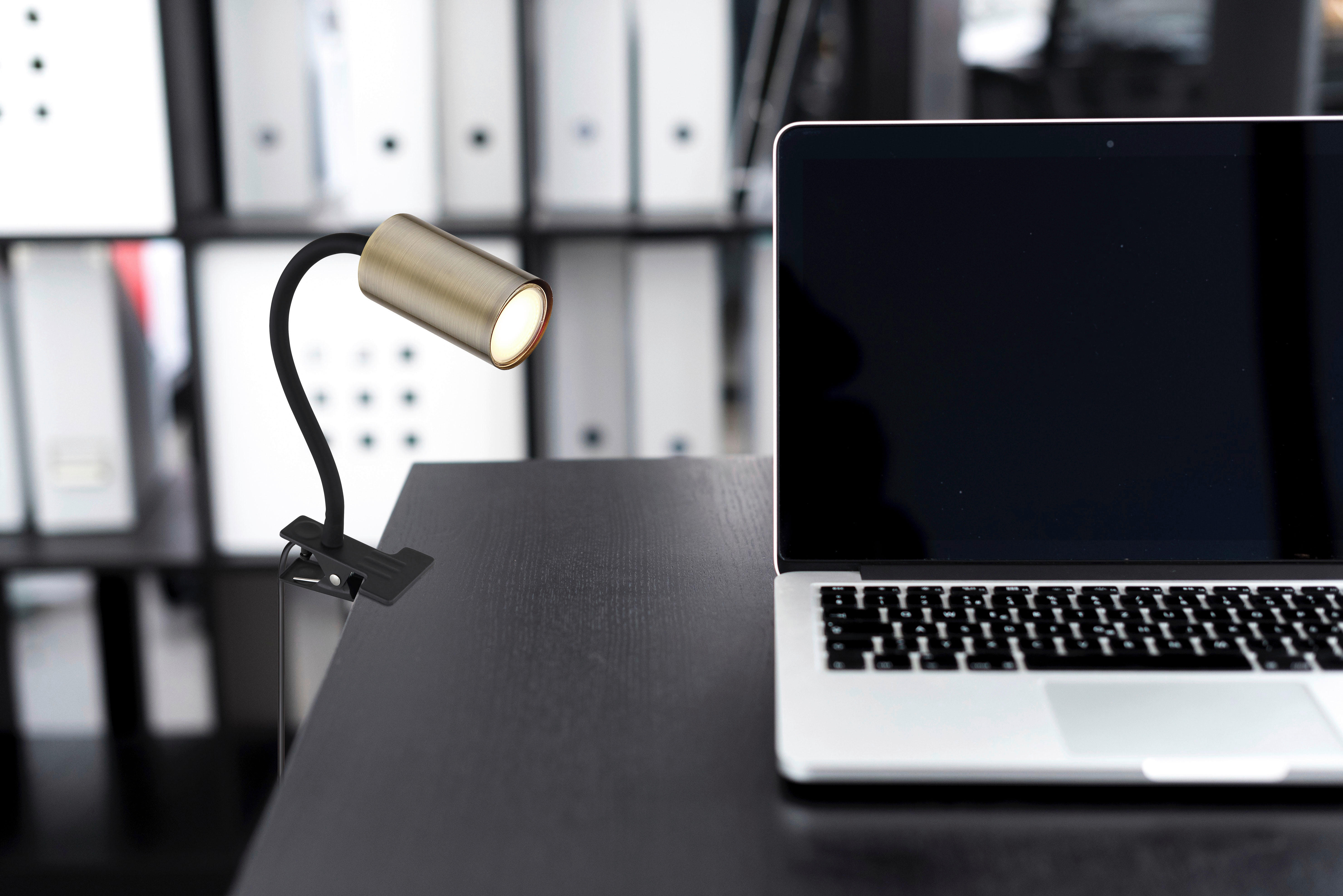 Thumbnail - GLOBO Klemmleuchte schwarz altmessing Metall B/H/T: ca. 10x41,5x29 cm GU10 1 Brennstellen