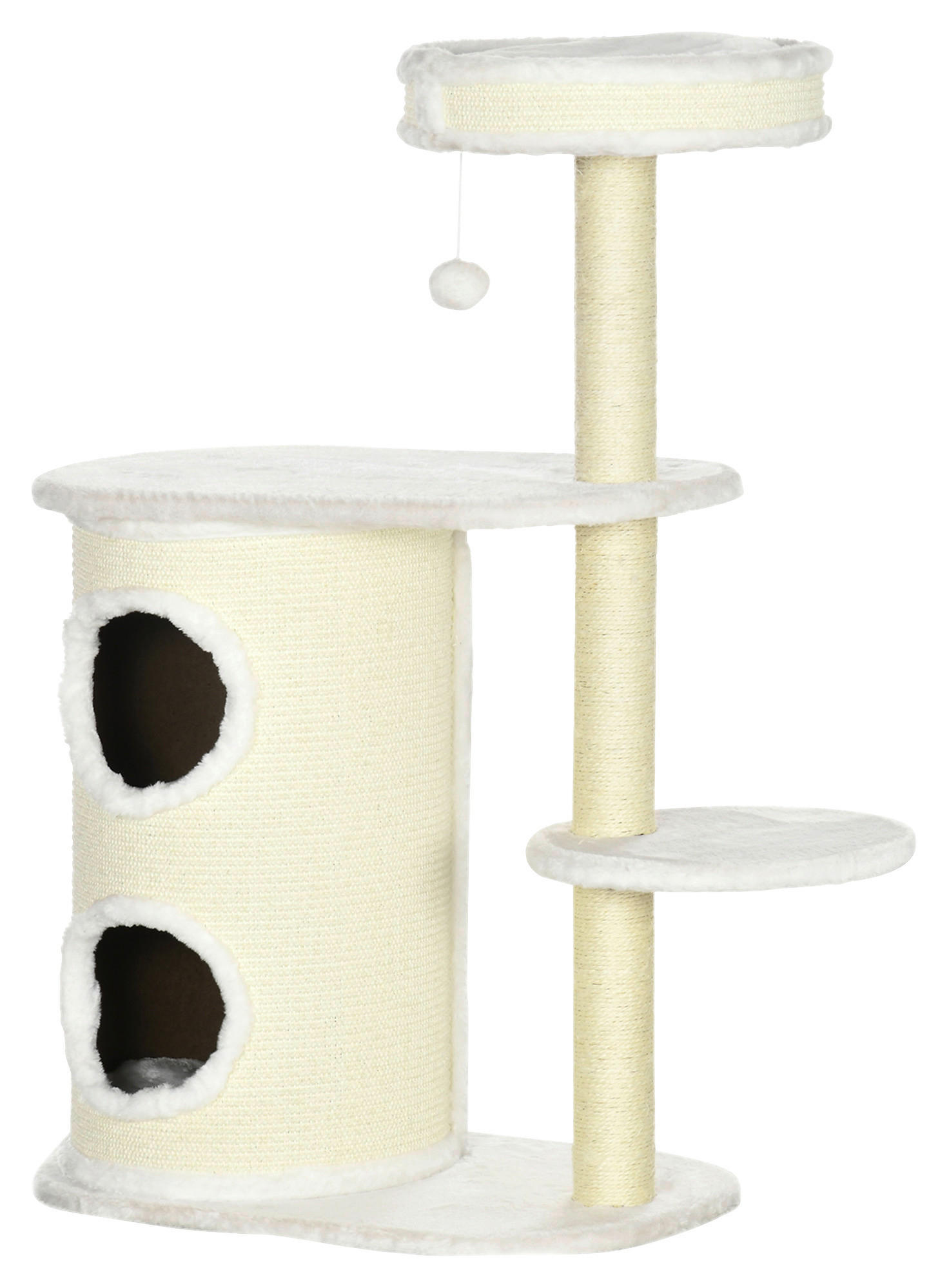 PawHut Kratzbaum weiß Polyester B/H/L: ca. 35x100x59 cm Kratzbaum - weiß (59,00/35,00/100,00cm) - PawHut