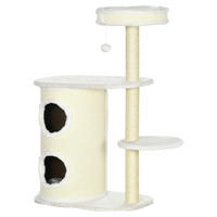 PawHut Kratzbaum weiß Polyester B/H/L: ca. 35x100x59 cm Kratzbaum - weiß (59,00/35,00/100,00cm) - PawHut