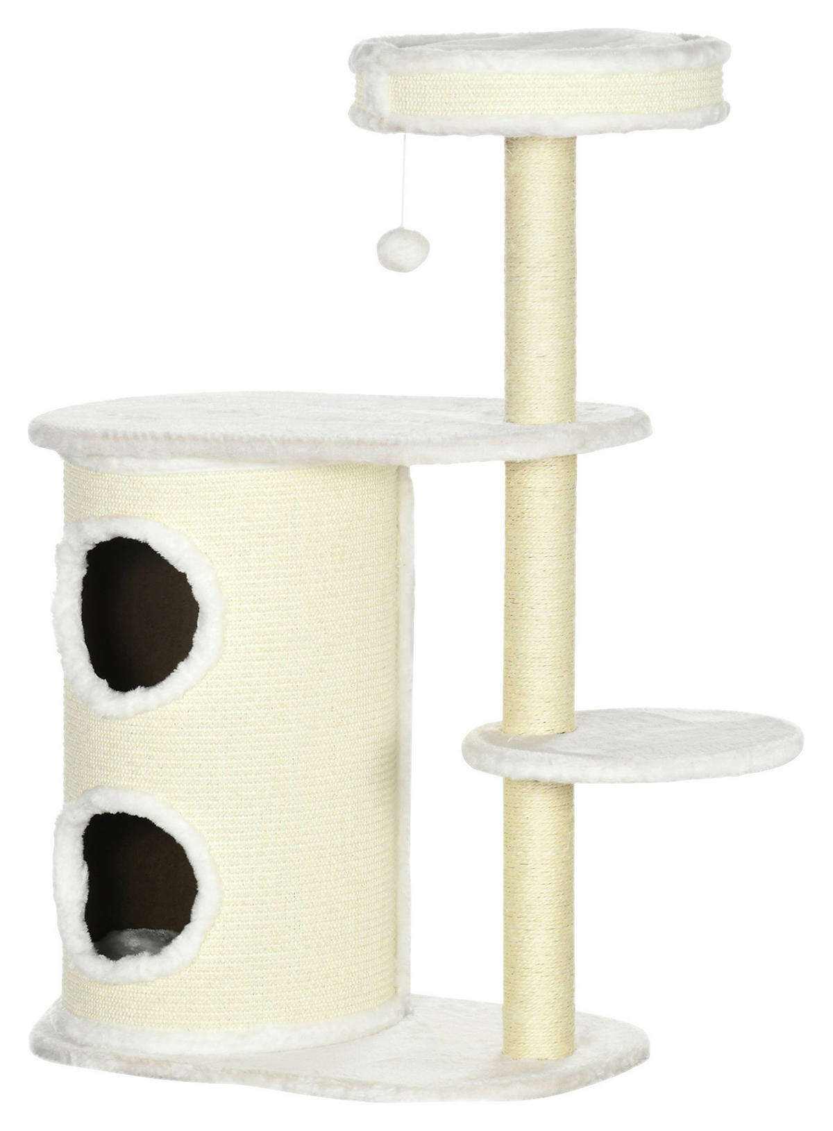 PawHut Kratzbaum weiß Polyester B/H/L: ca. 35x100x59 cm Kratzbaum - weiß (59,00/35,00/100,00cm) - PawHut
