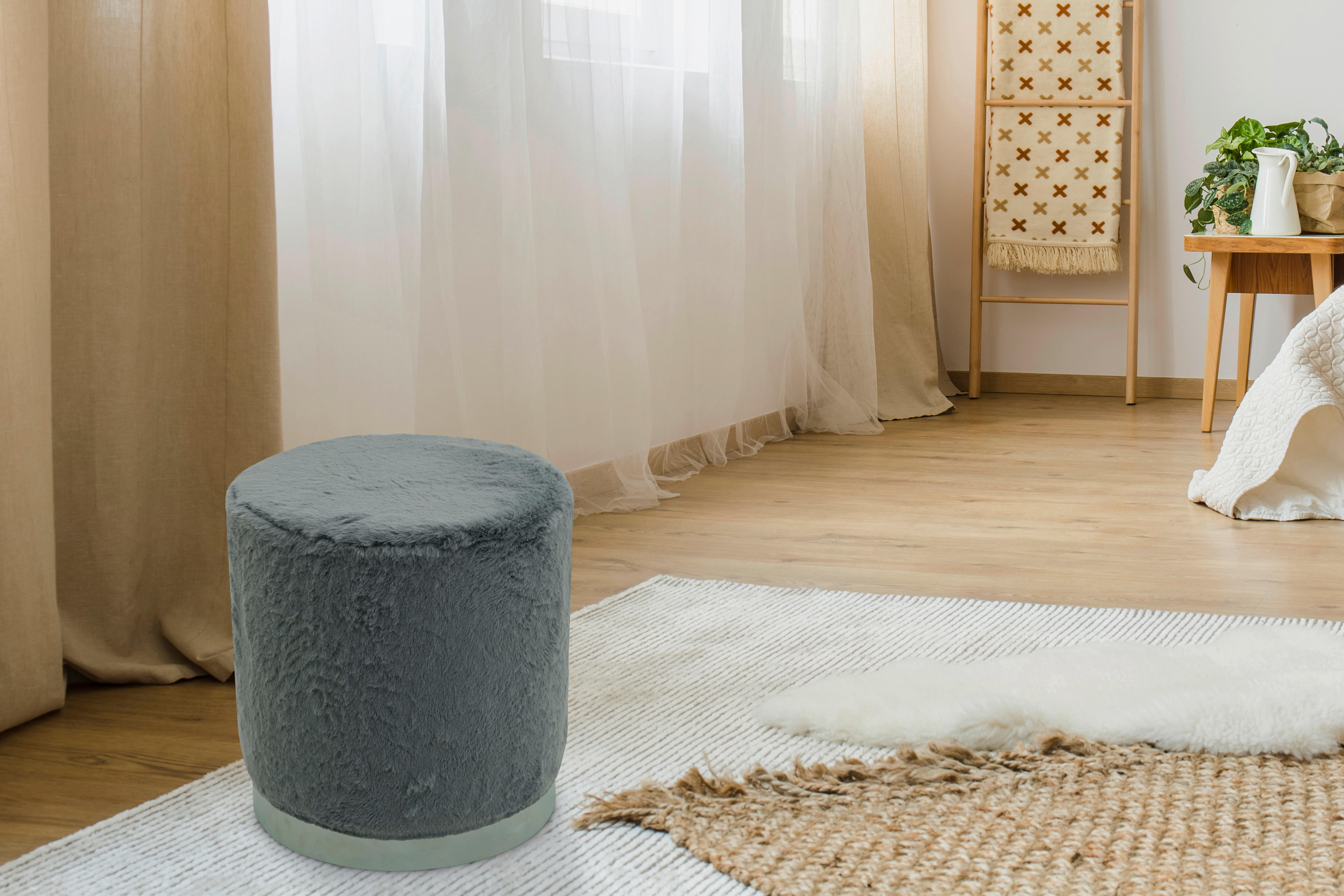 Sitzhocker grau Sitzhocker_Plüsch - silber/grau
