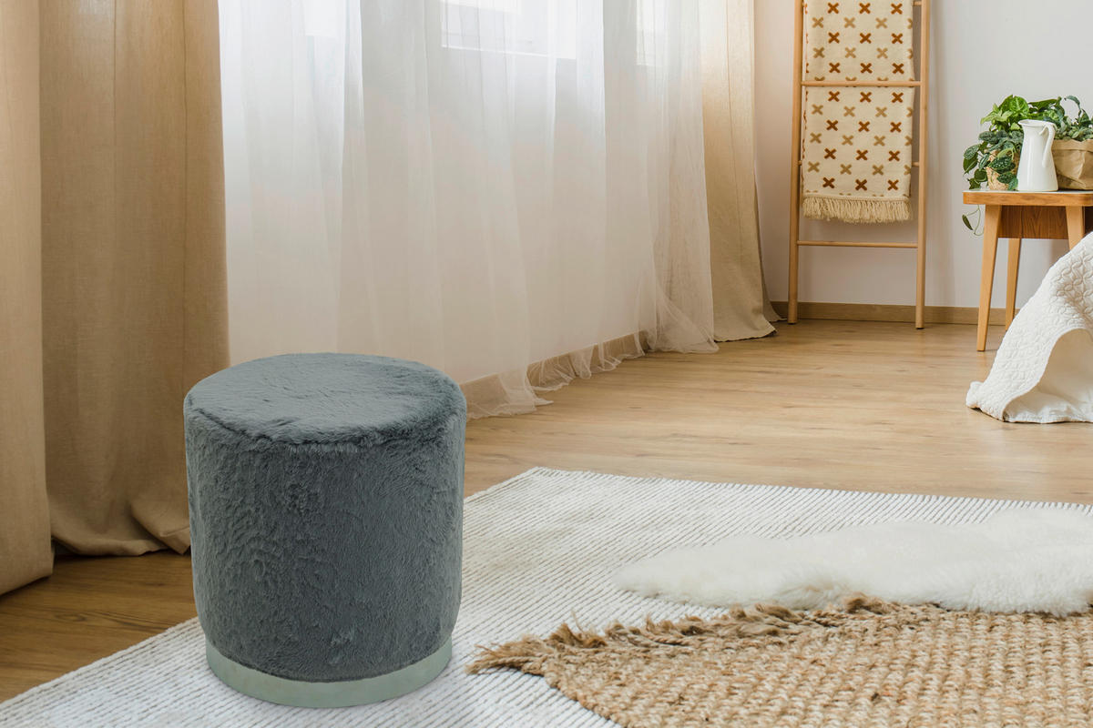 Sitzhocker grau Sitzhocker_Plüsch - silber/grau