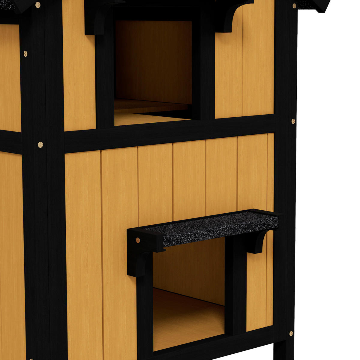 PawHut Katzen-Zubehör gelb Holz B/H/L: ca. 65x96x85,5 cm Katzenhaus - gelb (85,50/65,00/96,00cm) - PawHut