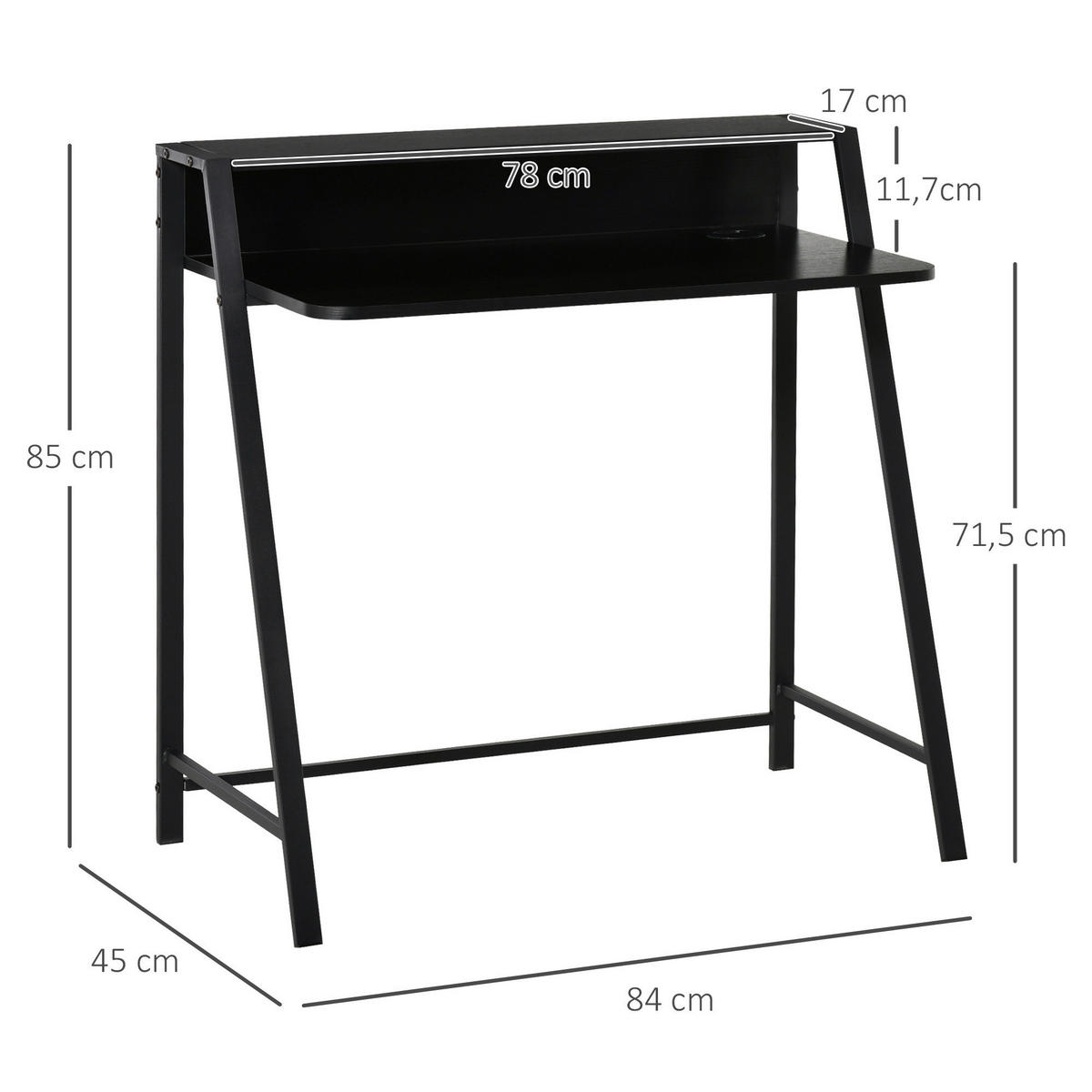 Schreibtisch 836-055BK schwarz B/H/T: ca. 84x85x45 cm 836-055BK - schwarz (84,00/85,00/45,00cm) - HOMCOM