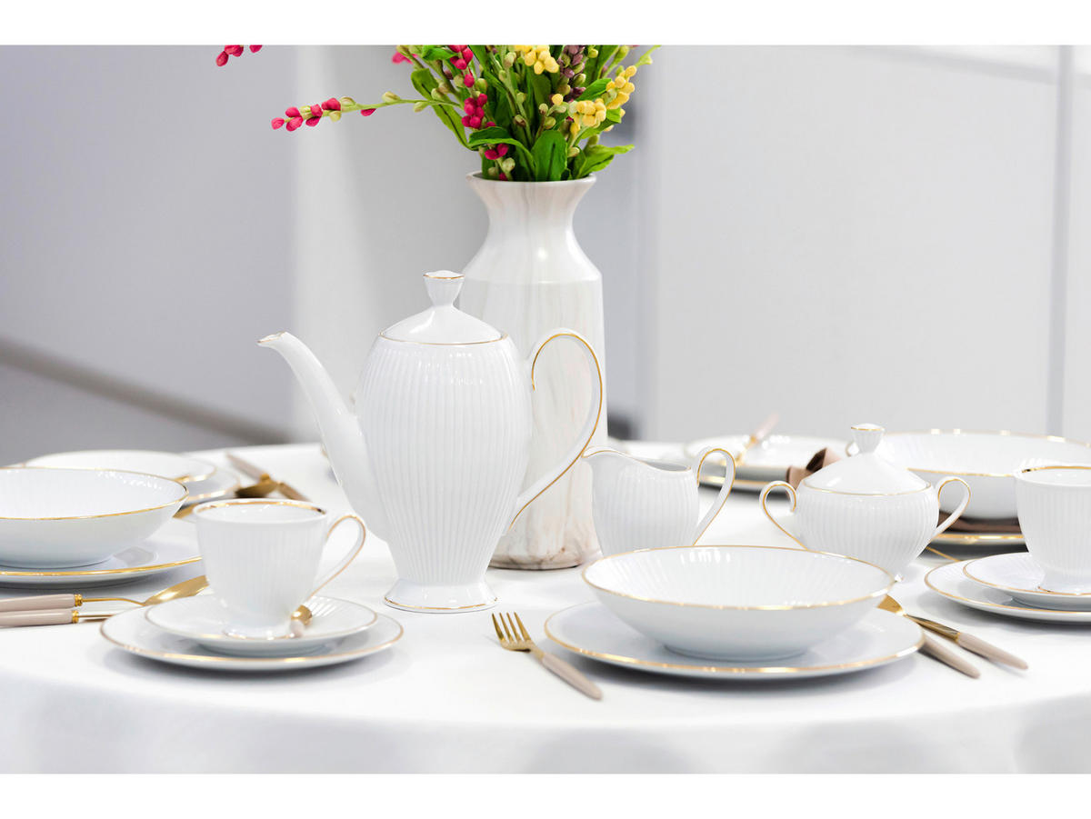 CreaTable Kombiservice Valencia gold Porzellan 30 tlg. Valencia - gold/weiß - CreaTable