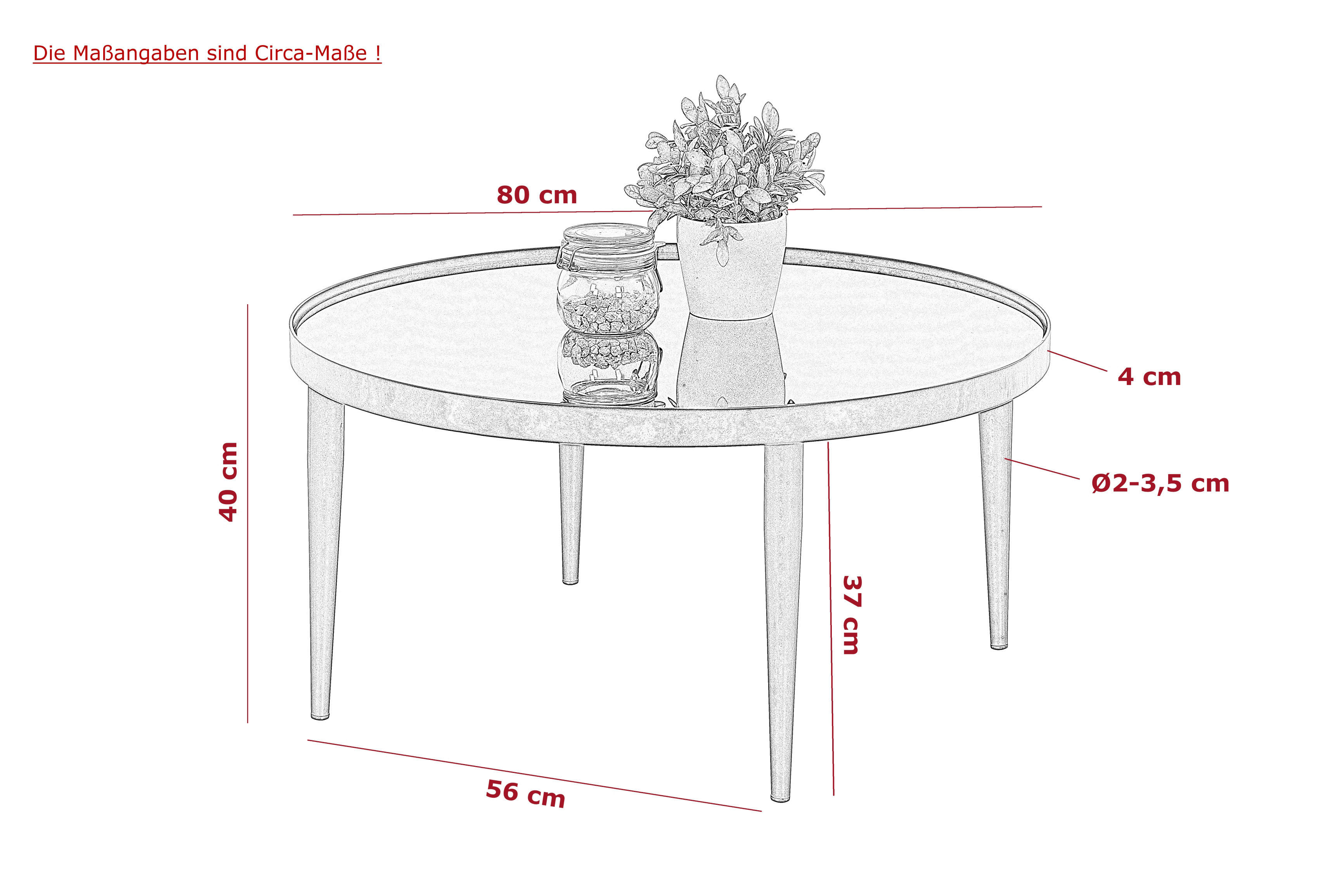 Thumbnail - Hela Couchtisch Ronda schwarz Glas Metall H/D: ca. 40x80 cm