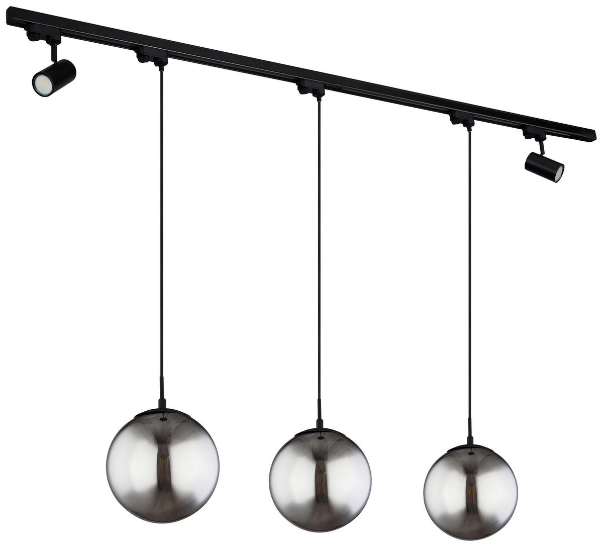 GLOBO Deckenleuchte 15830-5S Blama schwarz Rauch Metall Kunststoff Glas B/H/D: ca. 193x120x25 cm E27 3 Brennstellen Blama - schwarz/Rauch (25,00/120,00cm) - GLOBO