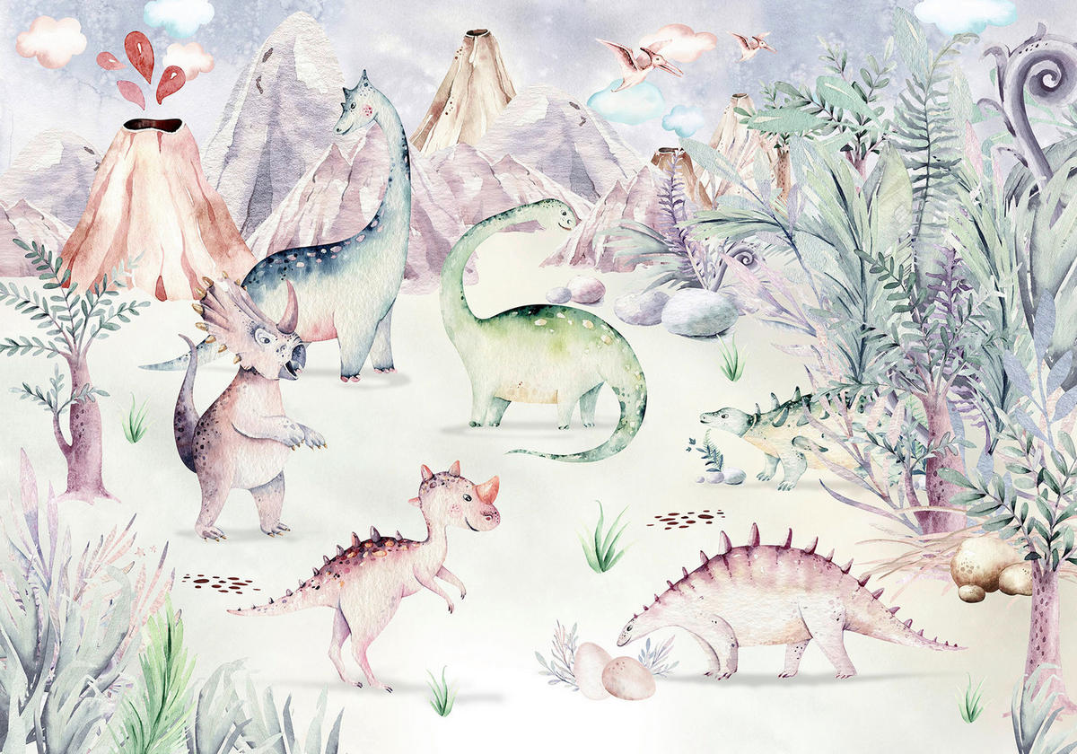 Komar Fototapete Dino Playground B/L: ca. 400x280 cm Dino Playground - (400,00/280,00cm) - Komar