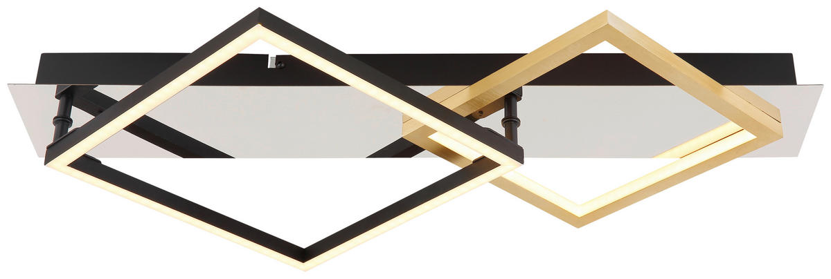 GLOBO LED-Deckenleuchte 67847-24 gold mattschwarz Chrom Aluminium Metall Kunststoff B/H/T: ca. 35,5x7x59 cm LESINA - gold/mattschwarz (35,50/7,00/59,00cm) - GLOBO