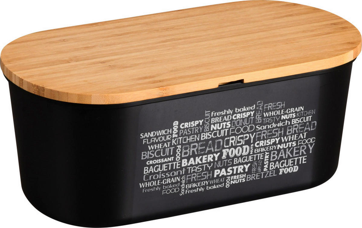 Kesper Brotbox schwarz Kunststoff B/H/L: ca. 20x14,5x34 cm Brotbox - natur/schwarz (34,00/20,00/14,50cm) - Kesper