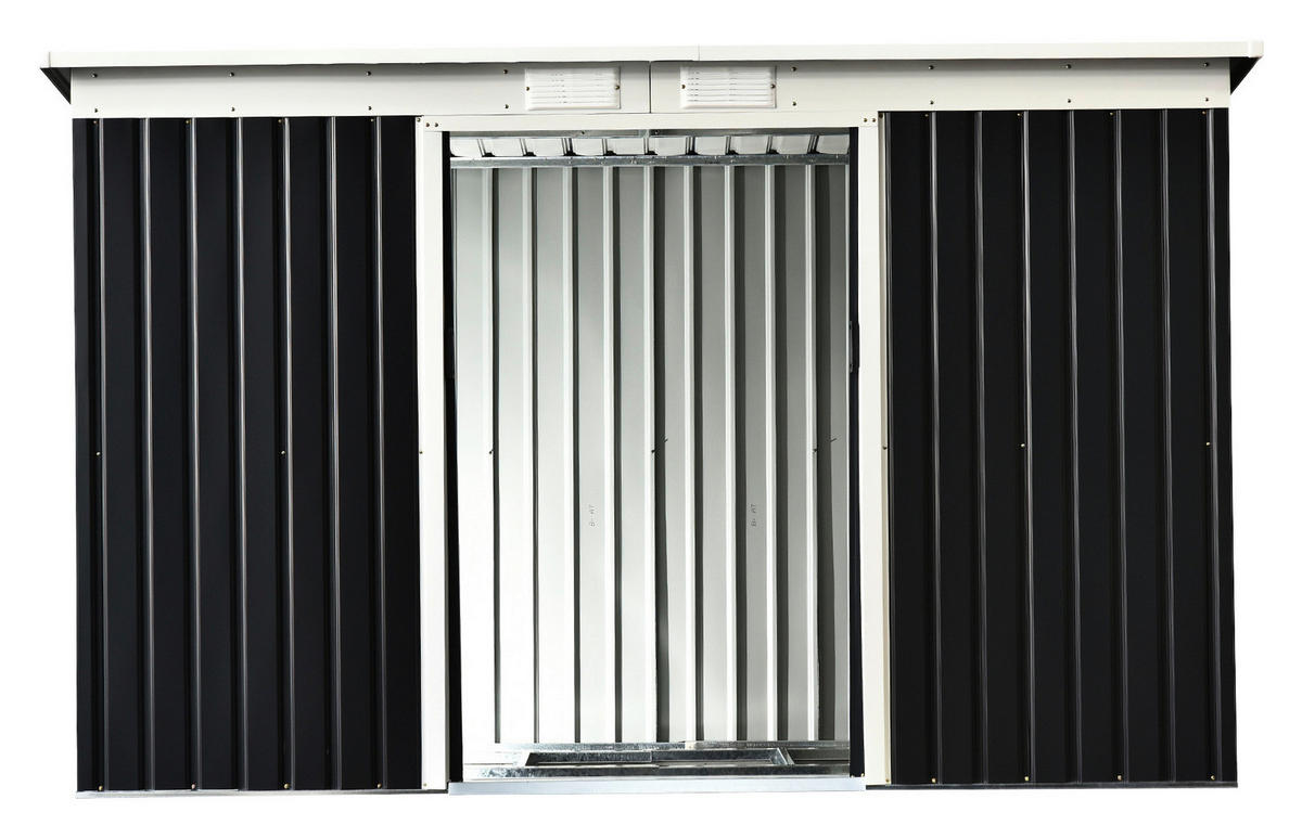 Outsunny Gartenschrank dunkelgrau Stahl B/H/L: ca. 130x173x277 cm Gartenschrank_mit_Schiebetür - dunkelgrau (277,00/130,00/173,00cm) - Outsunny