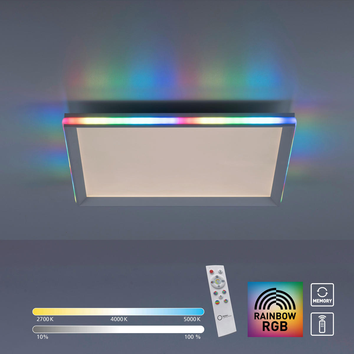 Just Light LED-Deckenleuchte GALACTICA 15556-16 weiß Kunststoff B/H/T: ca. 45x6,5x45 cm 2 Brennstellen GALACTICA - weiß (45,00/6,50/45,00cm) - Just Light
