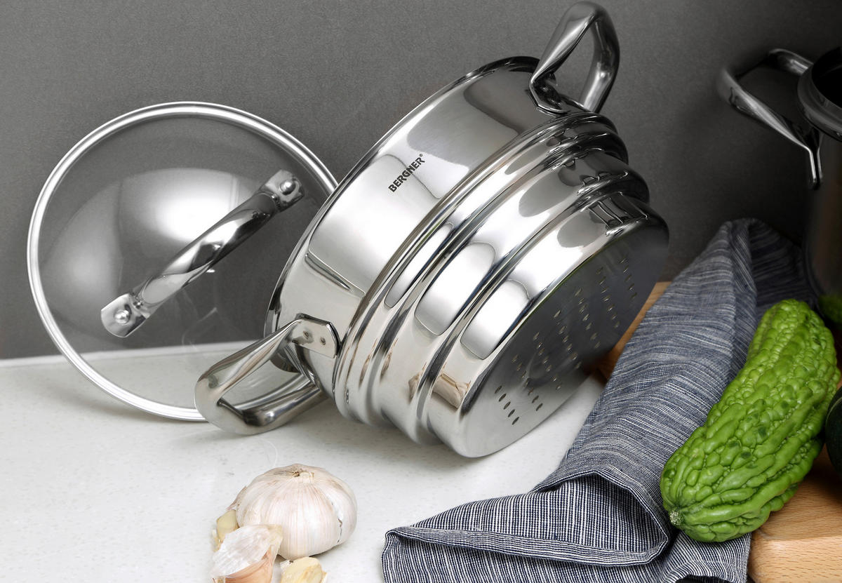 BERGNER Topfset Gourmet silber Edelstahl 3 tlg. Gourmet - silber - BERGNER