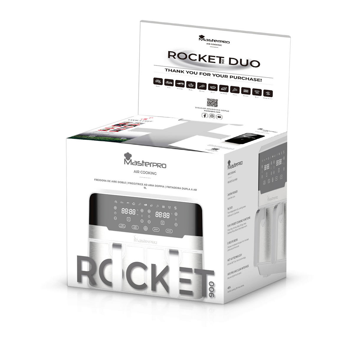 MASTERPRO Heißluftfritteuse ROCKET DUO 900 - weiß - MASTERPRO
