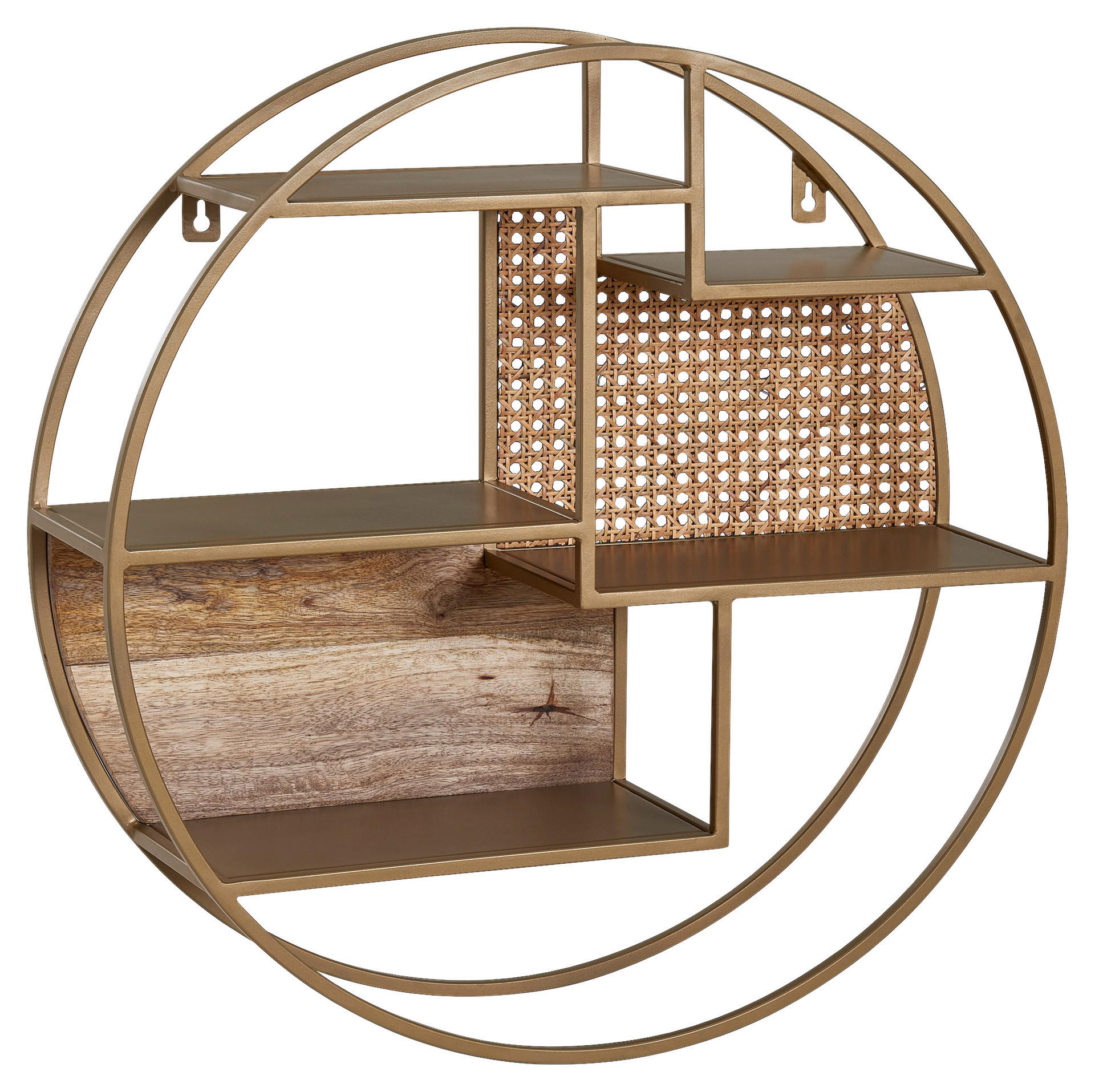 Wandregal messing pulverbeschichtet natur B: ca. 62 cm Wandregal - messing/natur (62,00cm) - Wohnling