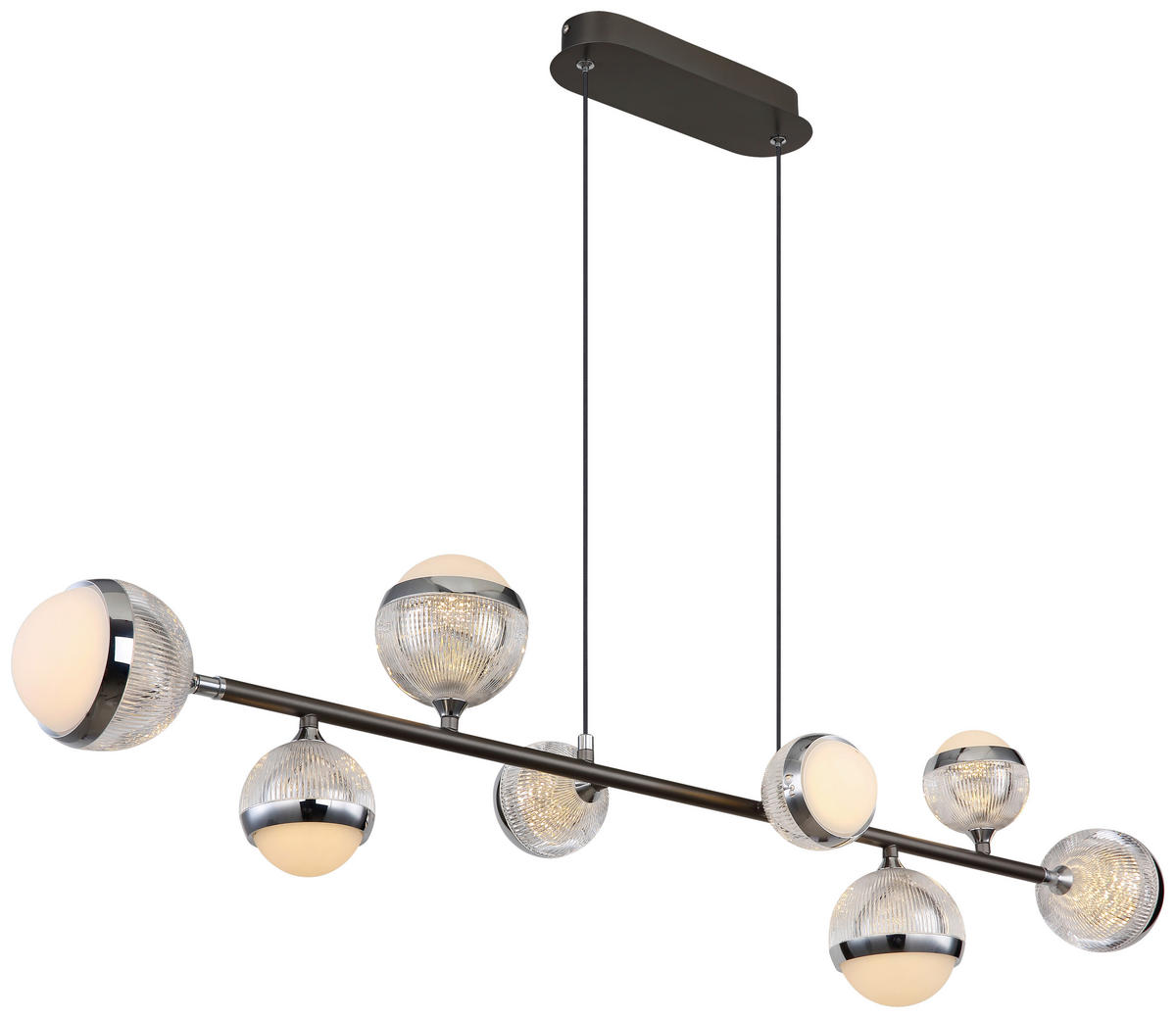 GLOBO LED-Pendelleuchte transparent Chrom titanfarbig Acryl Aluminium Metall B/H/T: ca. 24x120x109 cm UNTSY - titanfarbig/Chrom (24,00/120,00/109,00cm) - GLOBO