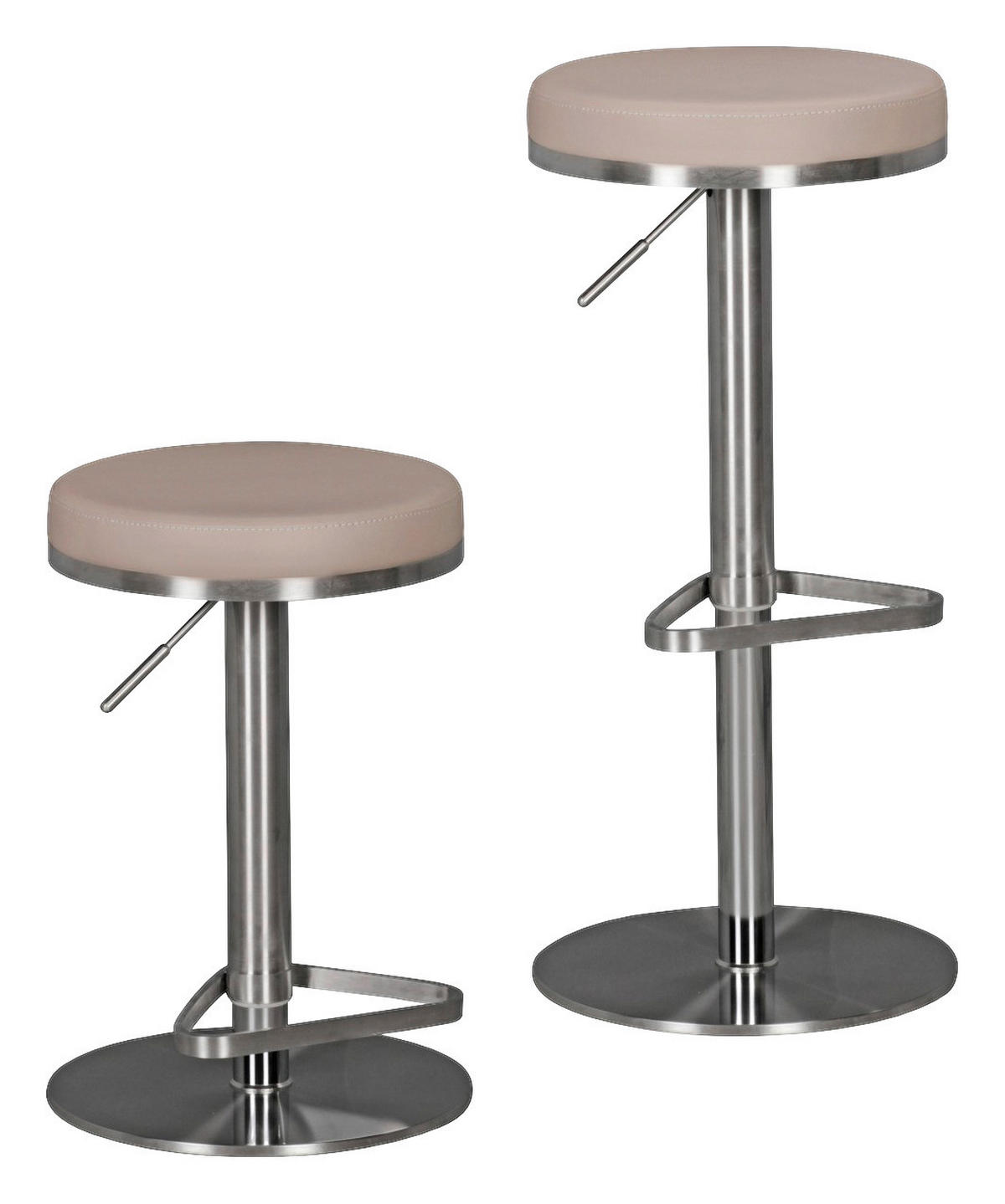 Barhocker beige Edelstahl Kunstleder Edelstahl Edelstahl Barhocker - beige/Edelstahl - Wohnling