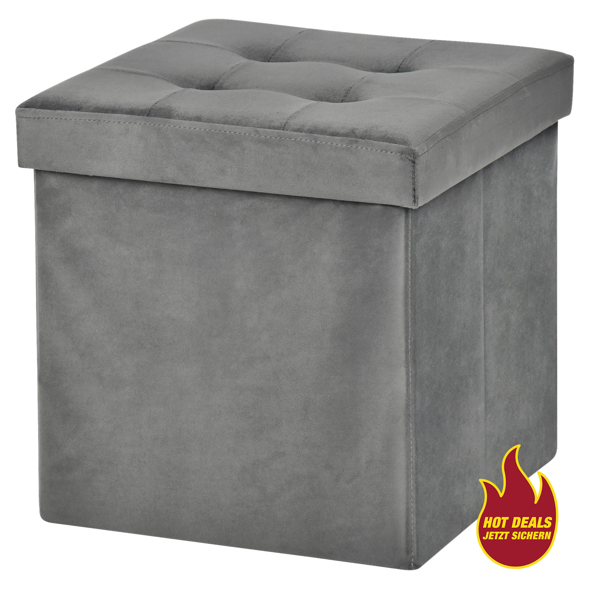 POCOline Sitzhocker grau B/H/L: ca. 38x38x38 cm Sitzhocker_Samt - grau (38,00/38,00/38,00cm) - POCOline
