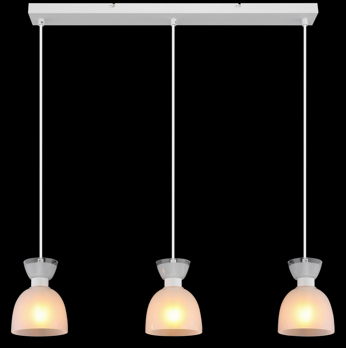 GLOBO Pendelleuchte Opal weiß Metall Glas B/H: ca. 65x120 cm E14 3 Brennstellen Massey - weiß/Opal (65,00/120,00cm) - GLOBO
