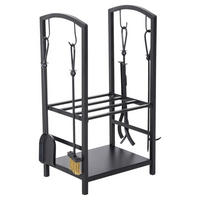 Outsunny Kaminholzständer schwarz B/H/L: ca. 30x75x40 cm ca. 100 kg Kaminholzständer 820-143 - schwarz (40,00/30,00/75,00cm) - Outsunny