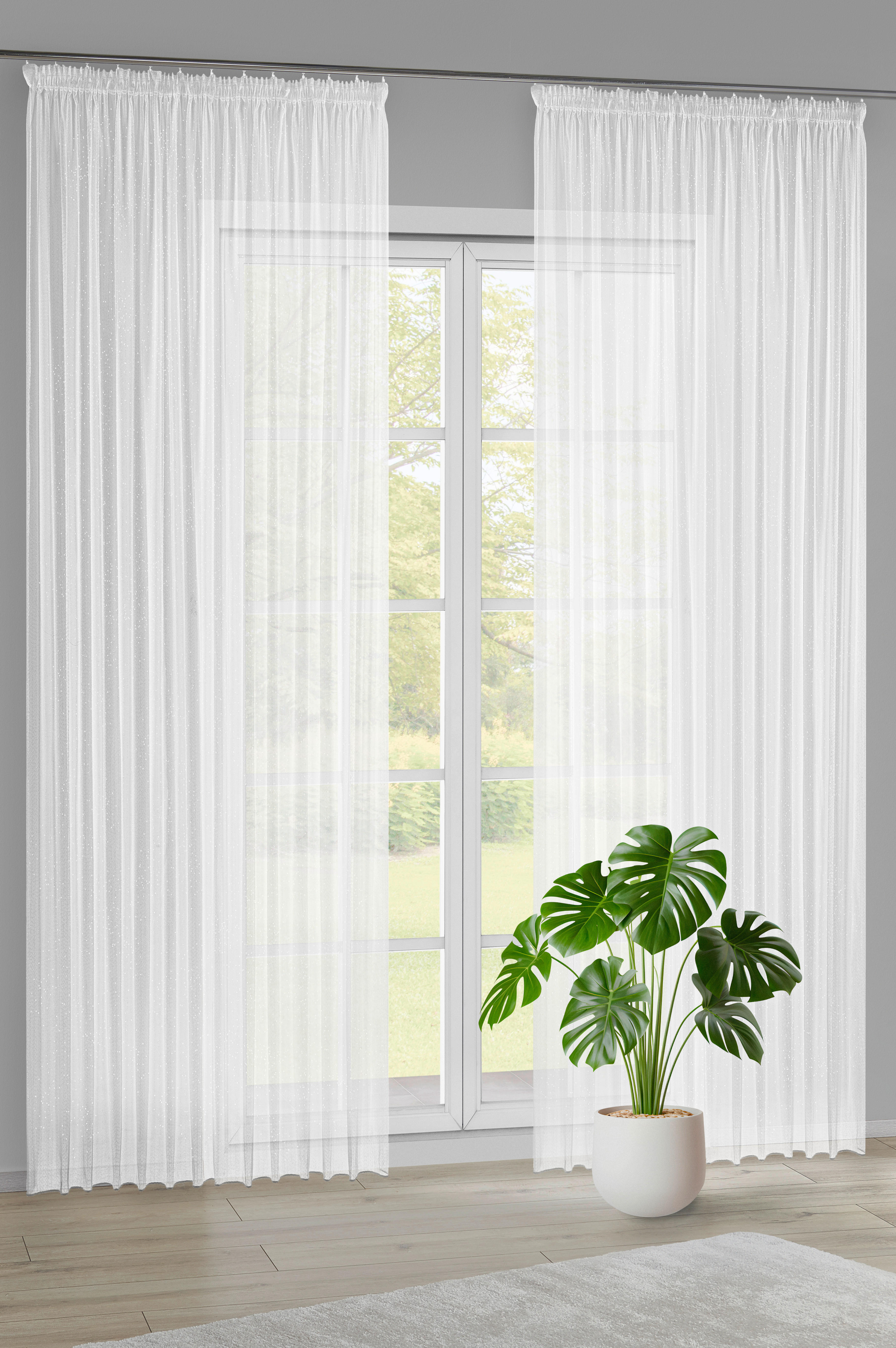 Fertigstore Glitzer weiß B/L: ca. 300x245 cm Glitzer - weiß (300,00/245,00cm) - POCOline