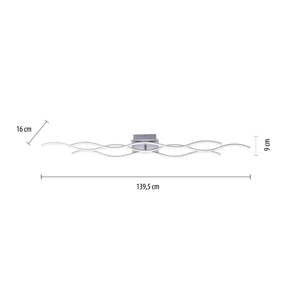 Just Light Deckenleuchte 15167-55 Chrom Stahl Kunststoff B/L: ca. 16x140 cm LED-Deckenleuchte_Wave - Chrom (16,00/140,00cm) - Just Light