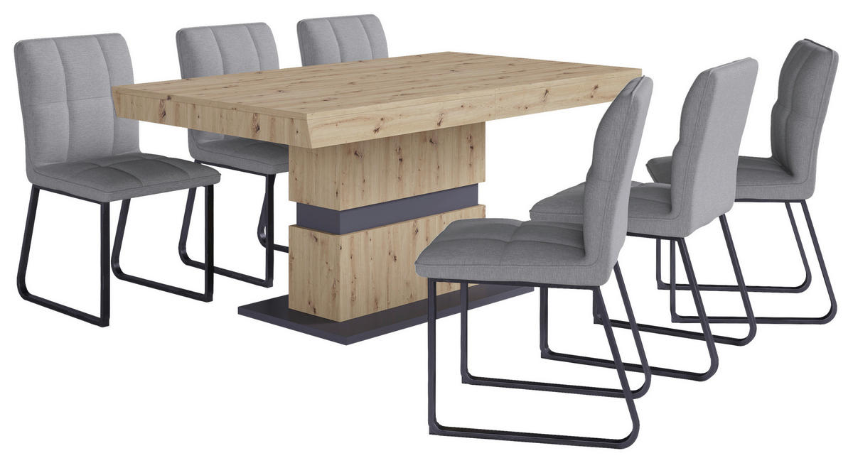 Stuhl TALEA  2er-Set hellgrau schwarz Webstoff Metall B/H/T: ca. 46x86x55 cm TALEA  2er-Set - hellgrau/schwarz (46,00/86,00/55,00cm) - byLIVING