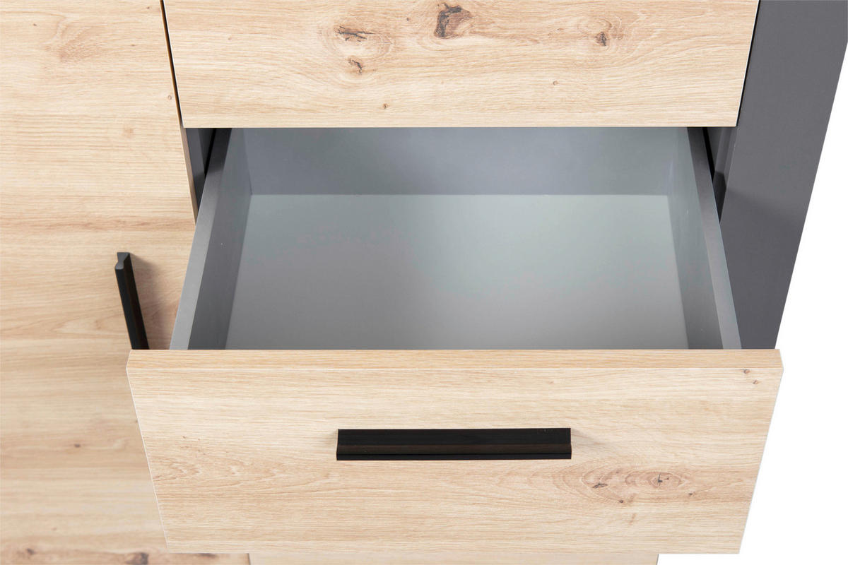 Kommode Corbeto 1T4S anthrazit Artisan Nachbildung B/H/T: ca. 94x86x40 cm Corbeto 1T4S - anthrazit (94,00/86,00/40,00cm) - Inter Link