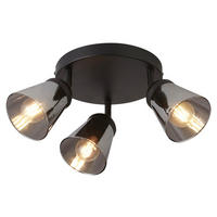 Searchlight Strahler schwarz Stahl Glas B/H/T/L/D: ca. 42x11x18x42x42 cm E14 3 Brennstellen Mega - schwarz (42,00/42,00/11,00cm) - Searchlight