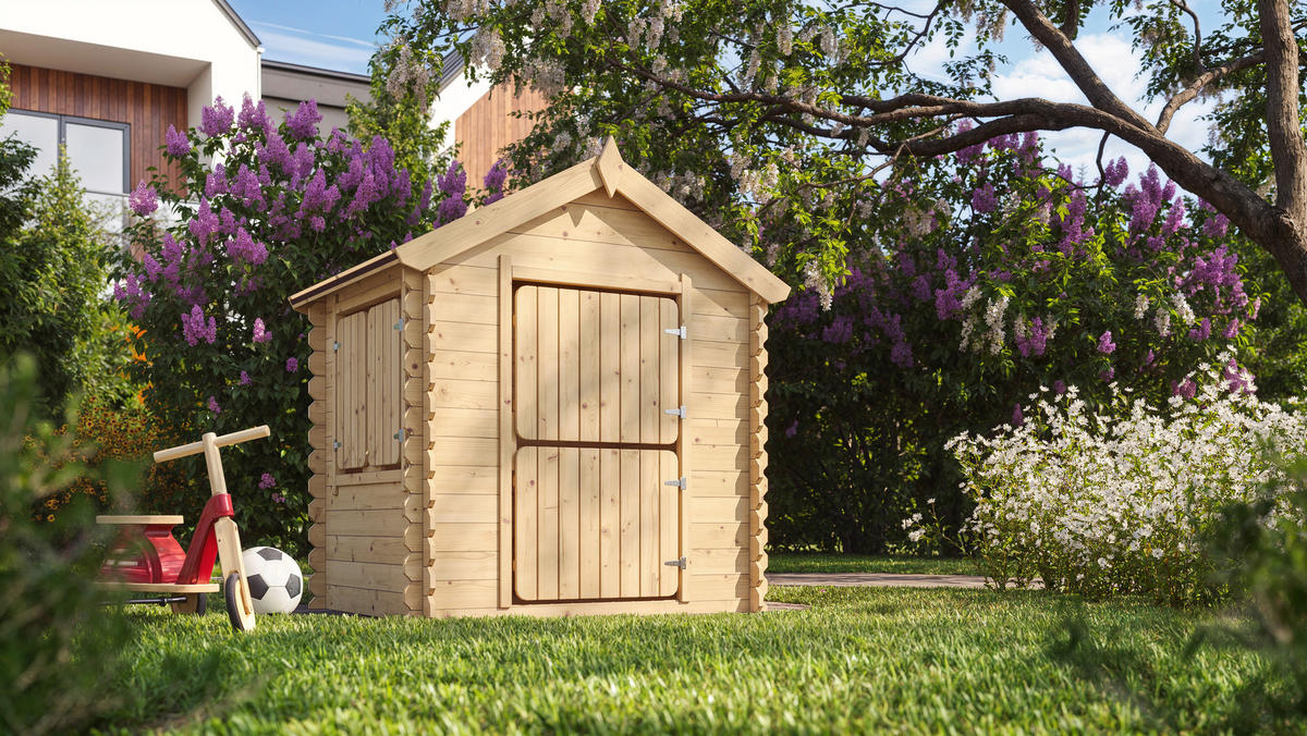 Timbela Kinderspielhaus M516 natur B/H/L: ca. 146x143x112 cm M516 - natur (112,00/146,00/143,00cm) - Timbela