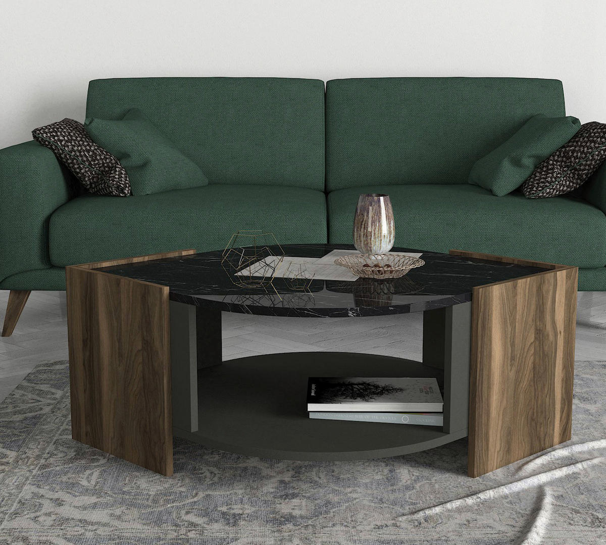 Couchtisch Marbel walnuss Nachbildung Marmoroptik B/H/T: ca. 75x40x75 cm Marbel - Marmoroptik/walnuss (75,00/40,00/75,00cm) - moebel17