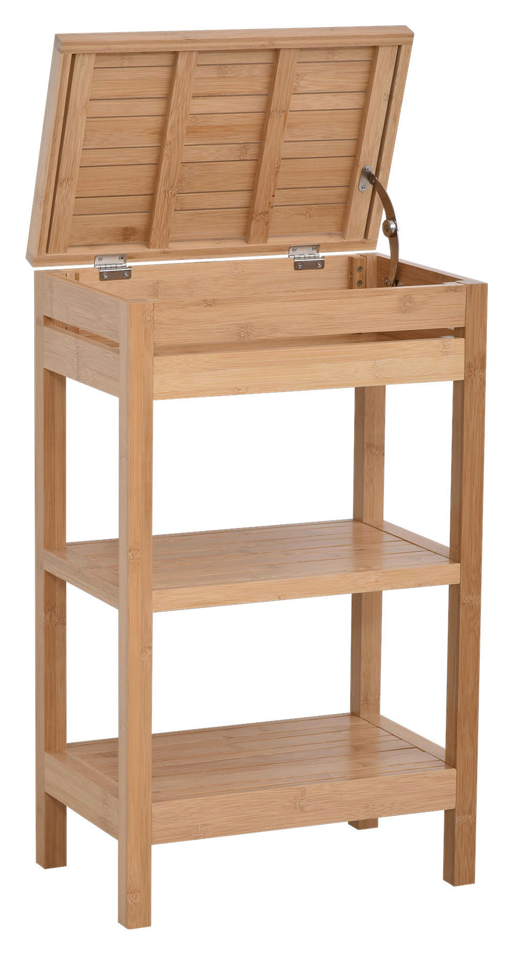 Thumbnail - Badezimmerregal mit Klappdeckel natur Bambus B/H/L: ca. 30x77x46 cm